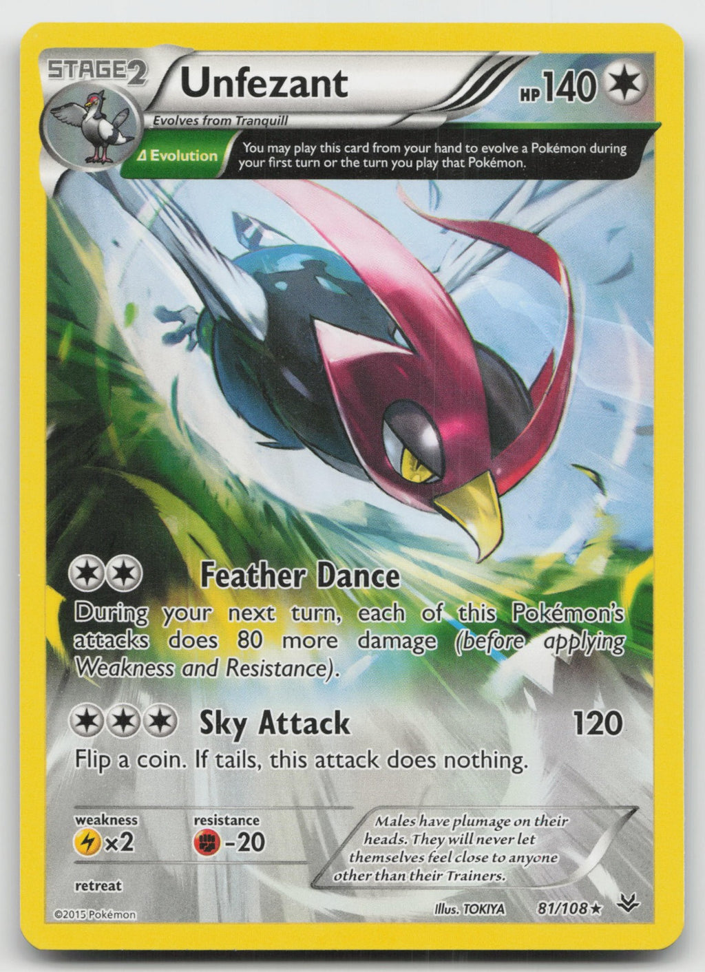 Unfezant (Delta) Rare XY - Roaring Skies 81/108 NM