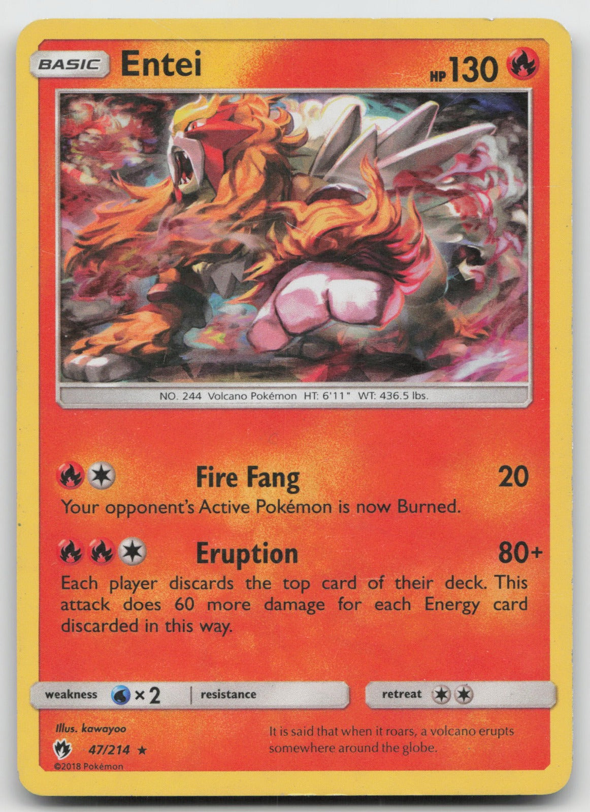 Entei (SM Lost Thunder) Cracked Ice Holo Rare Deck Exclusives 47/214 NM