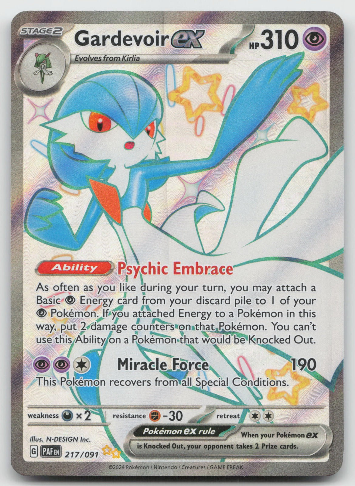 Gardevoir ex Shiny Ultra Rare Holo SV: Paldean Fates 217/091 NM