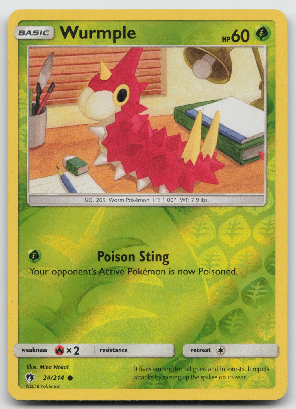Wurmple Reverse Holo Common SM - Lost Thunder 24/214 NM/VLP