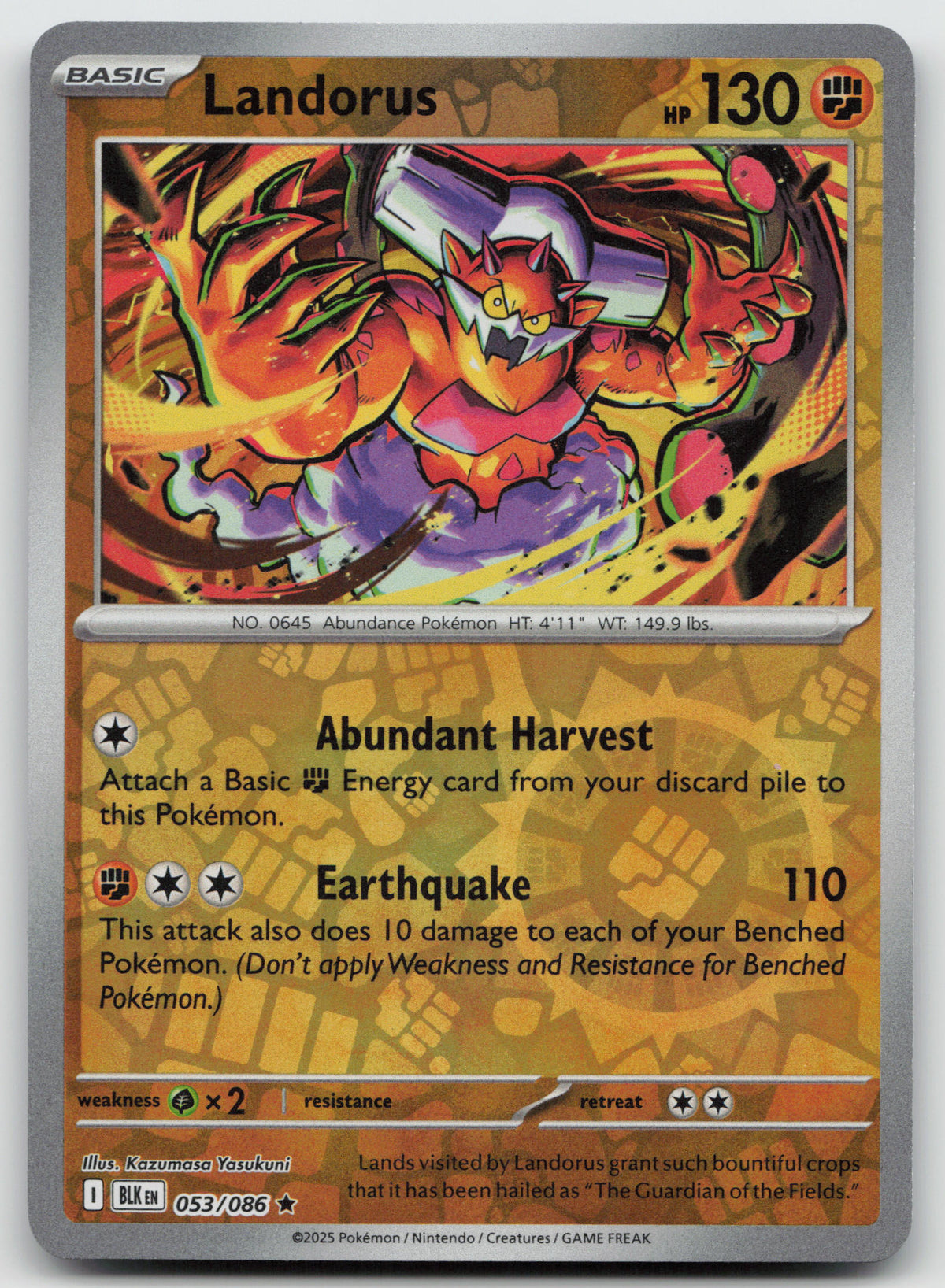 Landorus Rare Reverse Holo SV: Black Bolt 053/086 NM