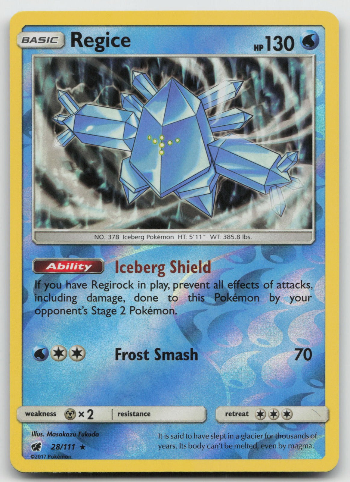 Regice Reverse Holo Holo Rare SM - Crimson Invasion 28/111 NM