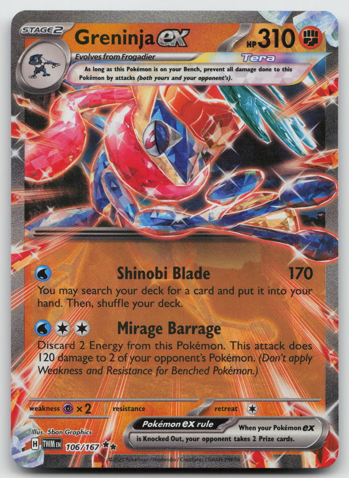 Greninja ex Double Rare SV06: Twilight Masquerade 106/167 DARK INK ERROR