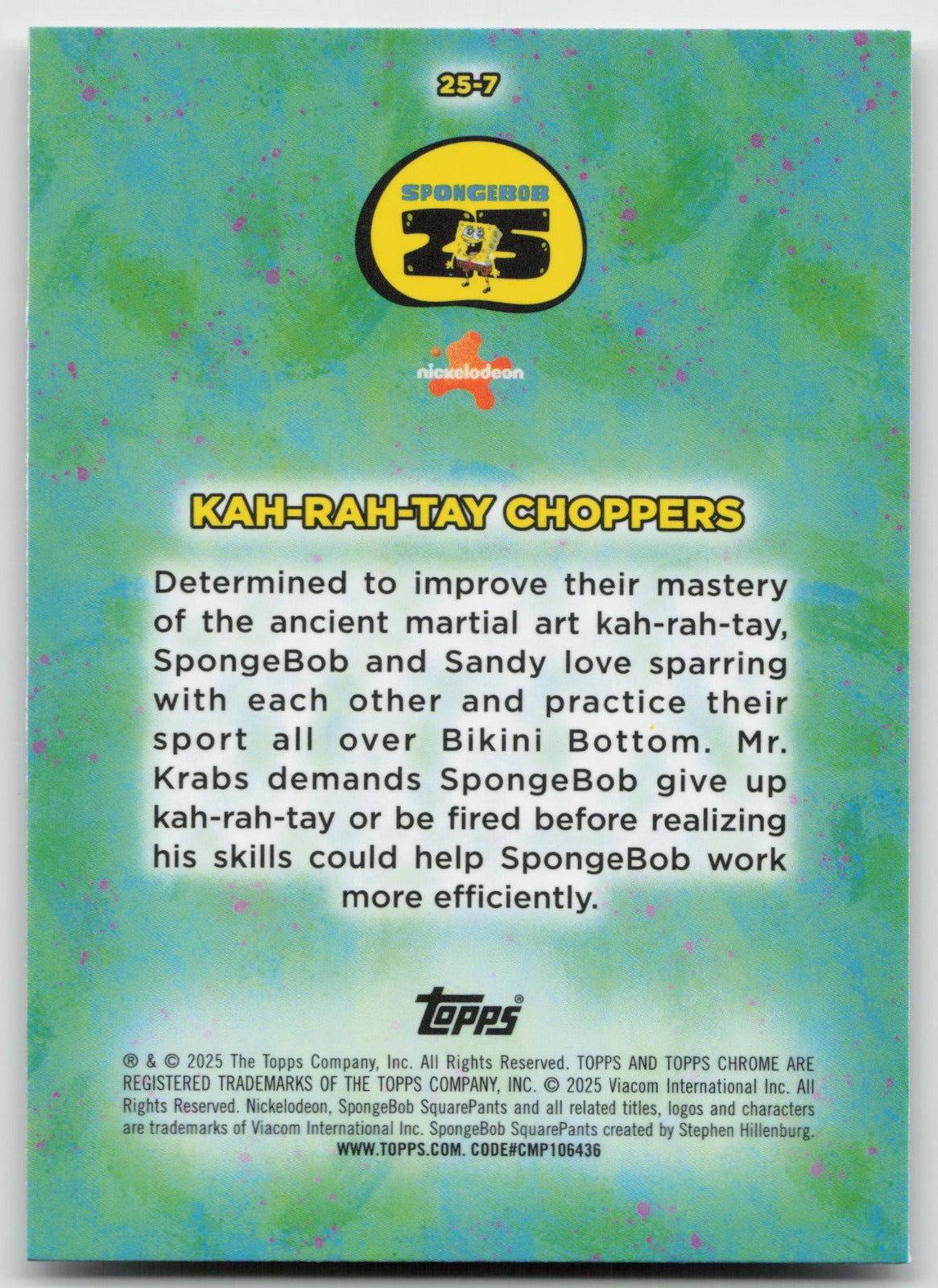 Karate Choppers Base Topps Chrome SpongeBob SquarePants 25th Anniversary 25-7 NM