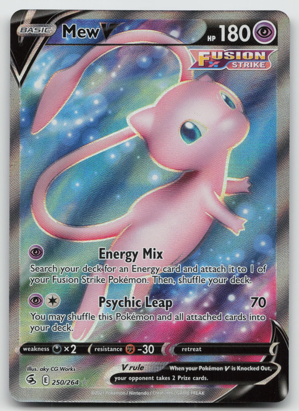 Mew V Full Art Ultra Rare SWSH08: Fusion Strike 250/264 NM