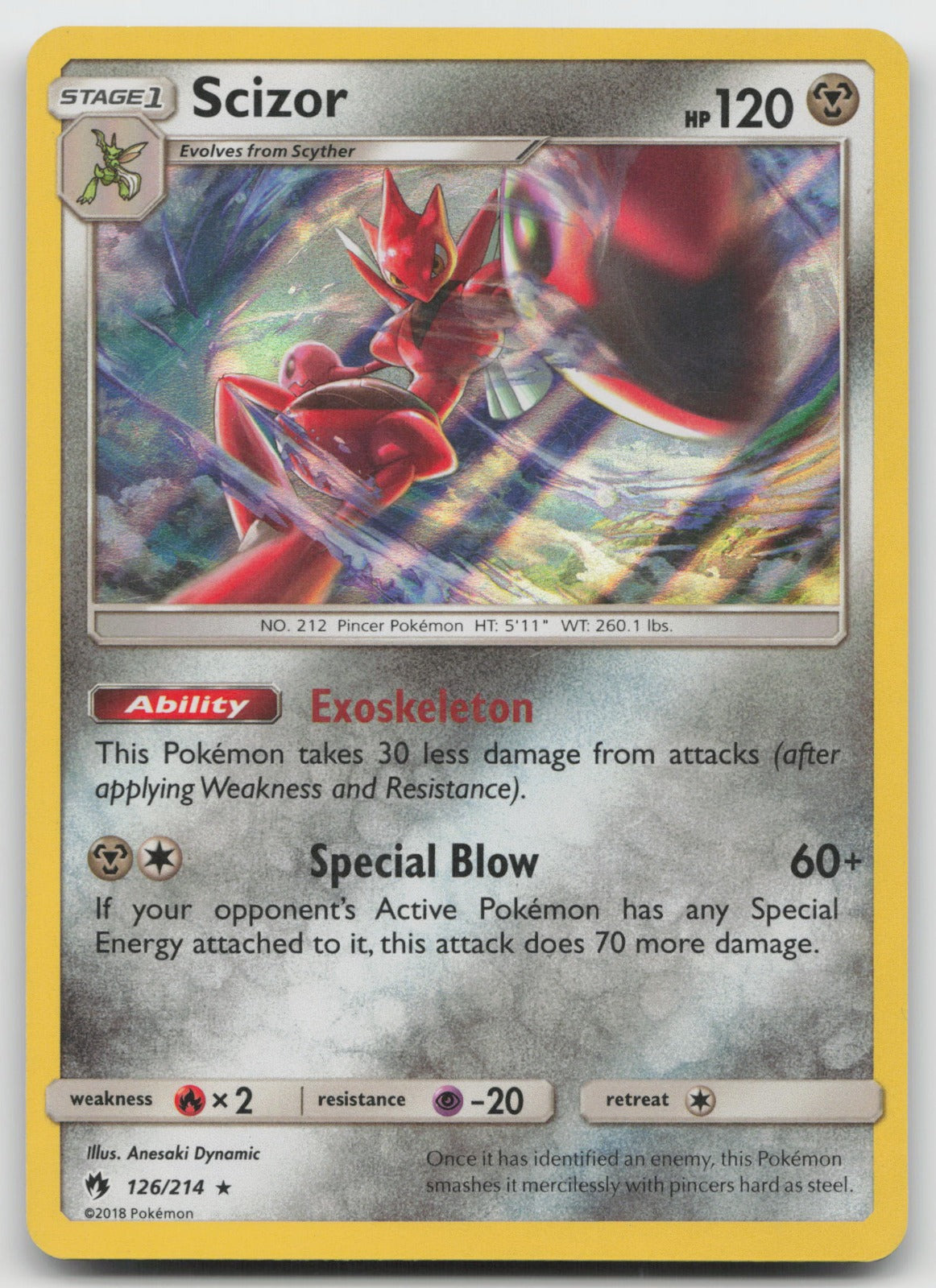 Scizor Holo Rare SM - Lost Thunder 126/214 MP