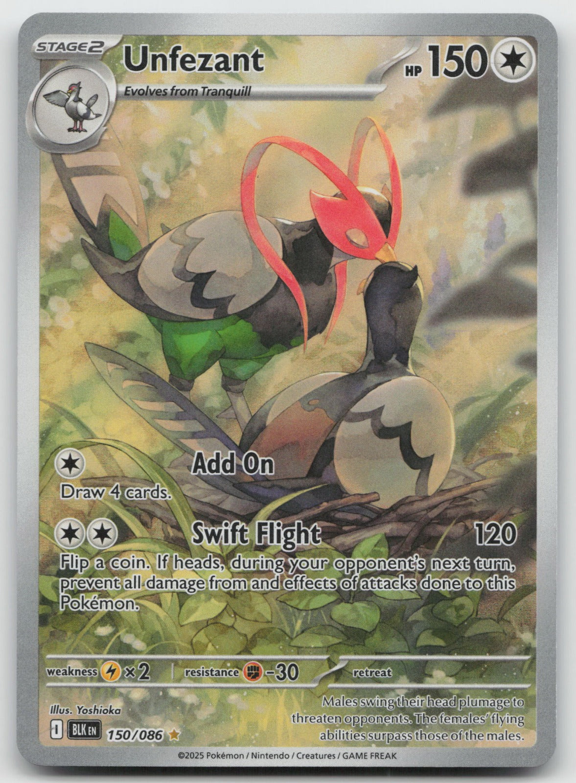 Unfezant Illustration Rare Holo SV: Black Bolt 150/086 NM