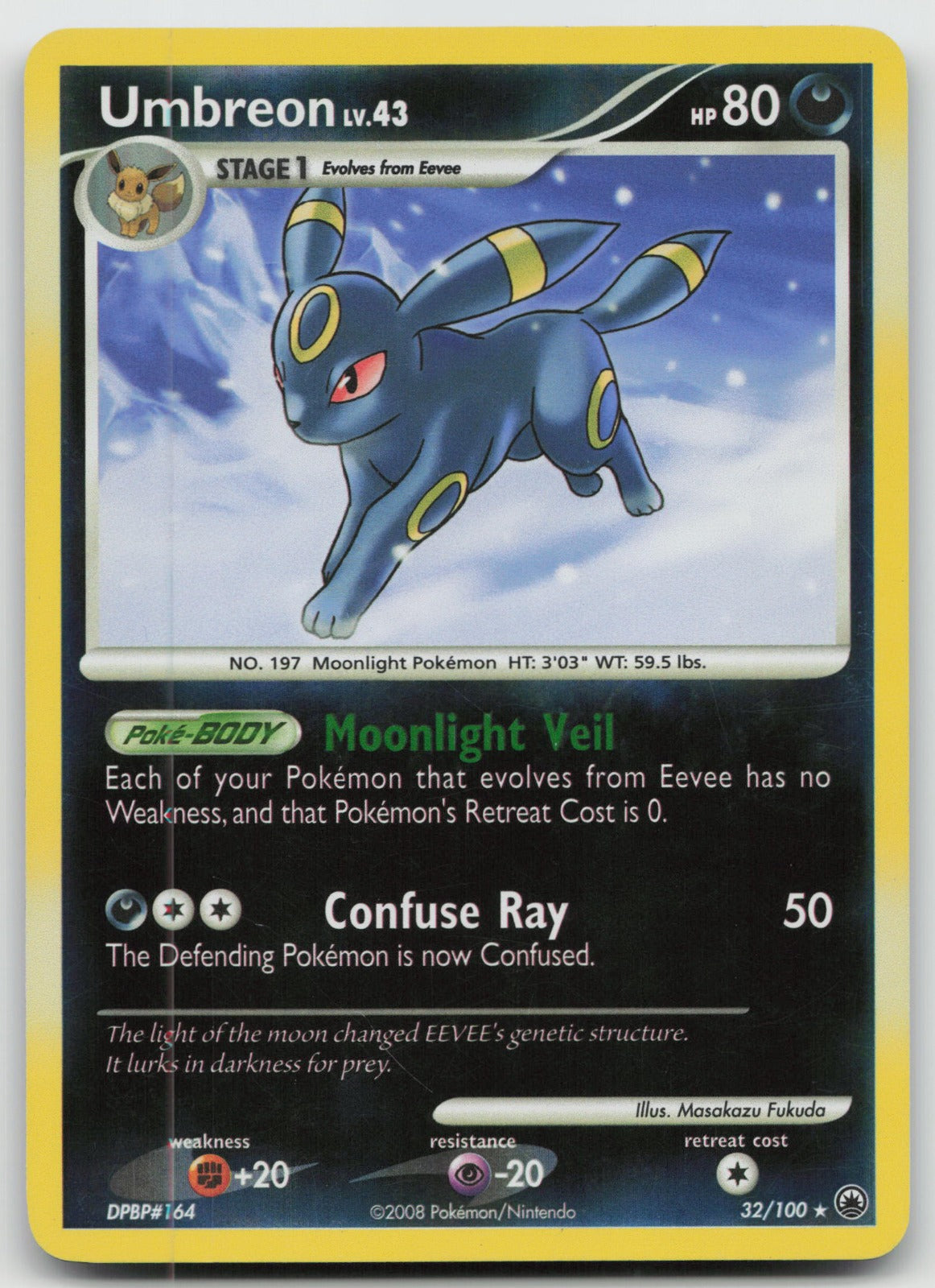 Umbreon Rare Reverse Holo Majestic Dawn 32/100 LP/MP