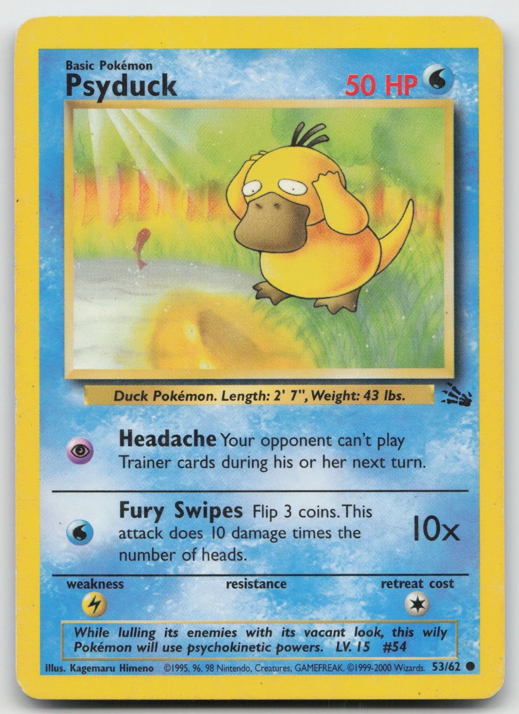 Psyduck Common Australian 3rd Print Fossil 53/62 MP