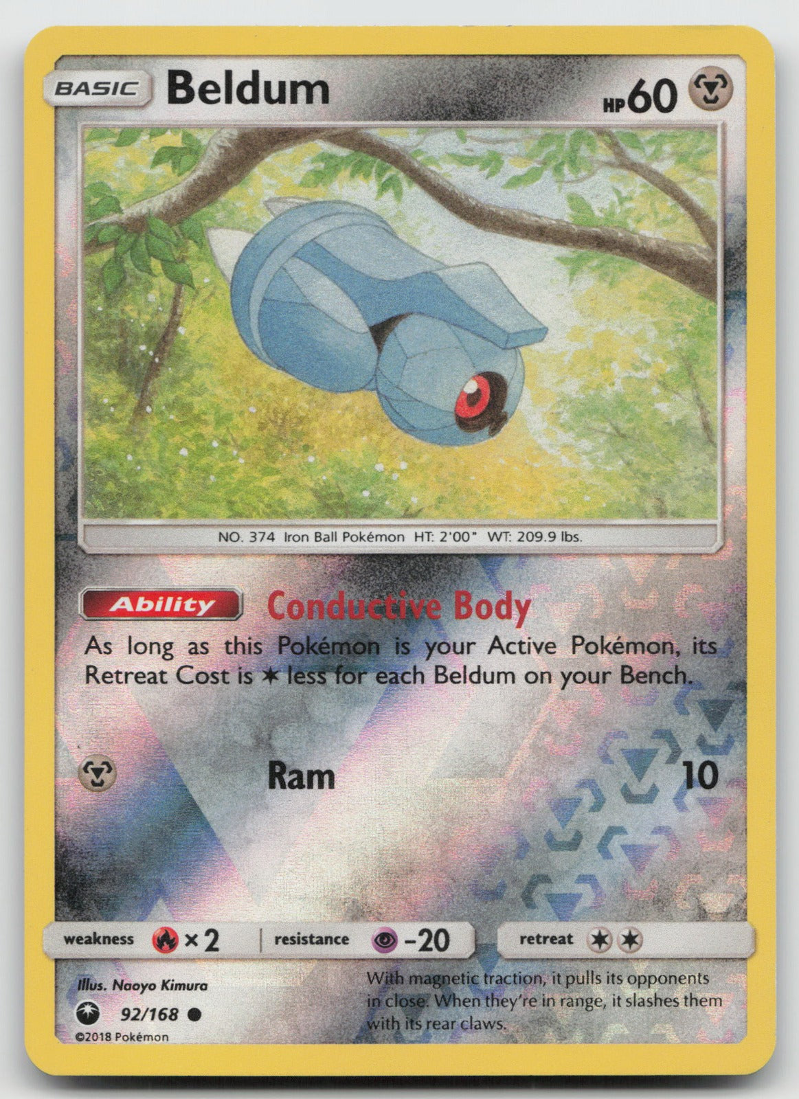 Beldum Reverse Holo Common SM - Celestial Storm 92/168 LP