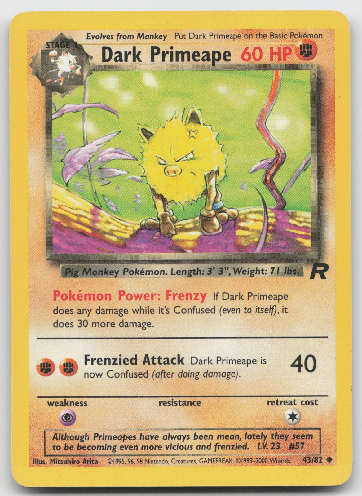 Dark Primeape Uncommon Unlimited Team Rocket 43/82 LP