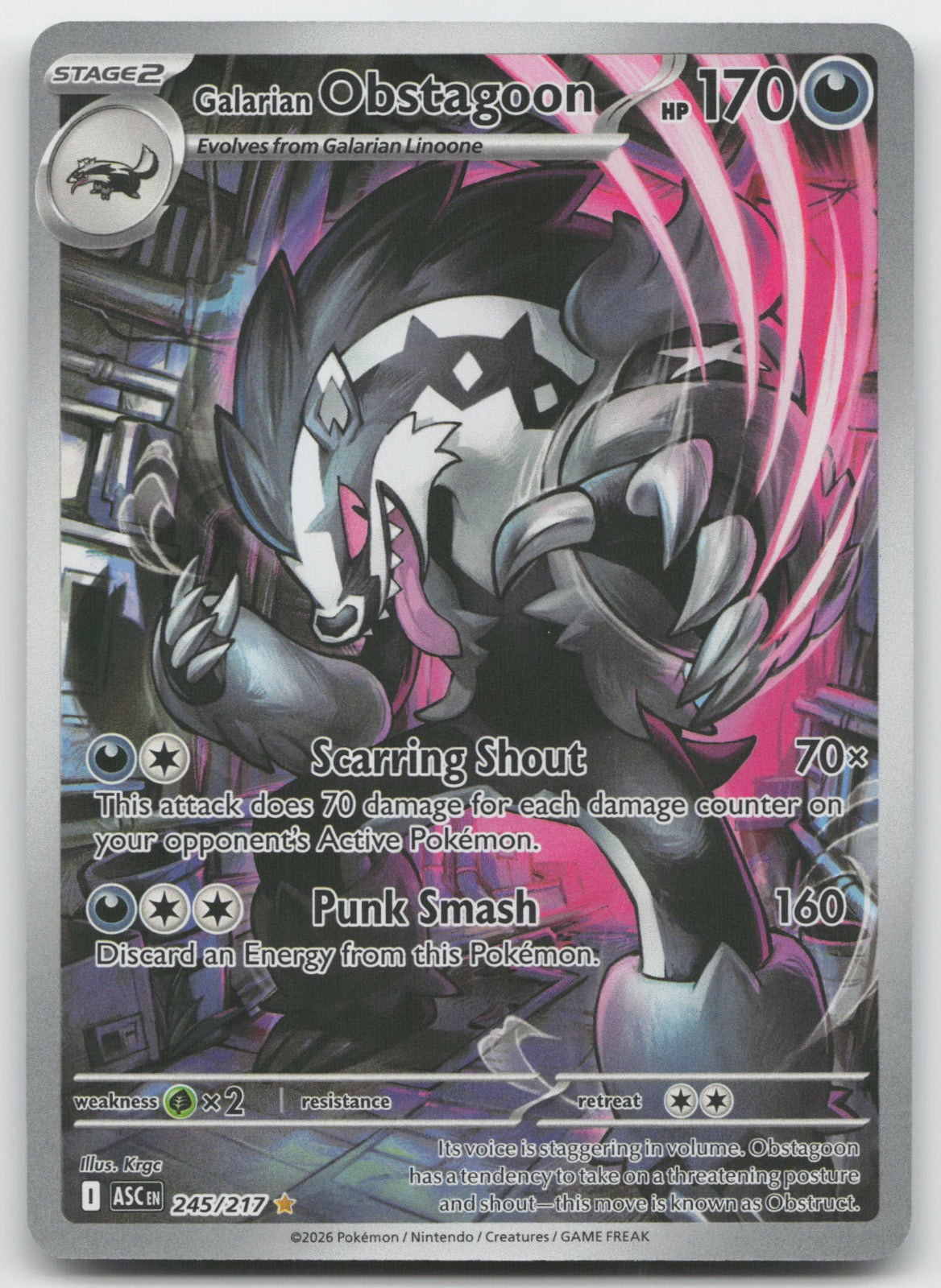 Galarian Obstagoon Holo Illustration Rare ME: Ascended Heroes 245/217 NM