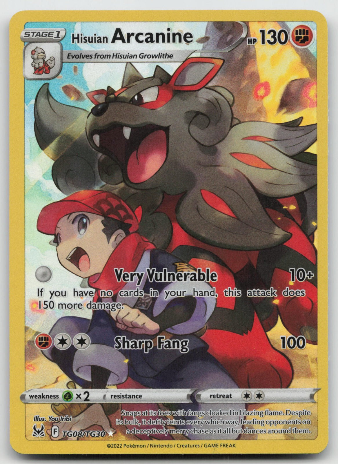 Hisuian Arcanine Ultra Rare Holo SWSH11 Lost Origin Trainer Gallery TG08/TG30 LP