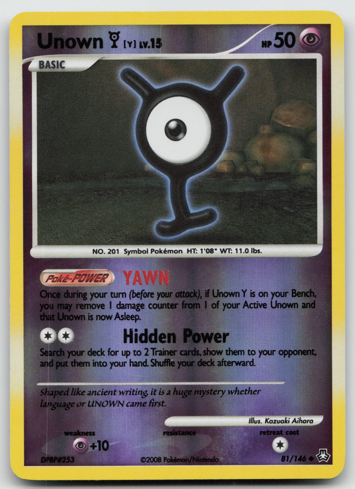 Unown (Y) Uncommon Reverse Holo Legends Awakened 81/146 VLP