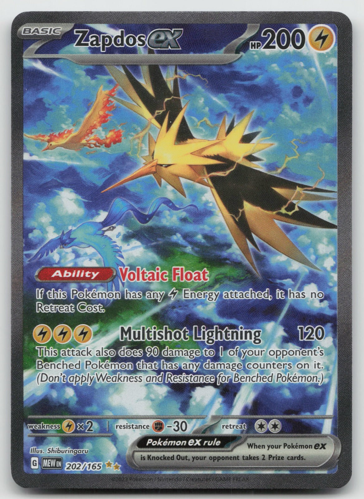 Zapdos ex Special Illustration Rare Holo SV: Scarlet & Violet 151 202/165 NM