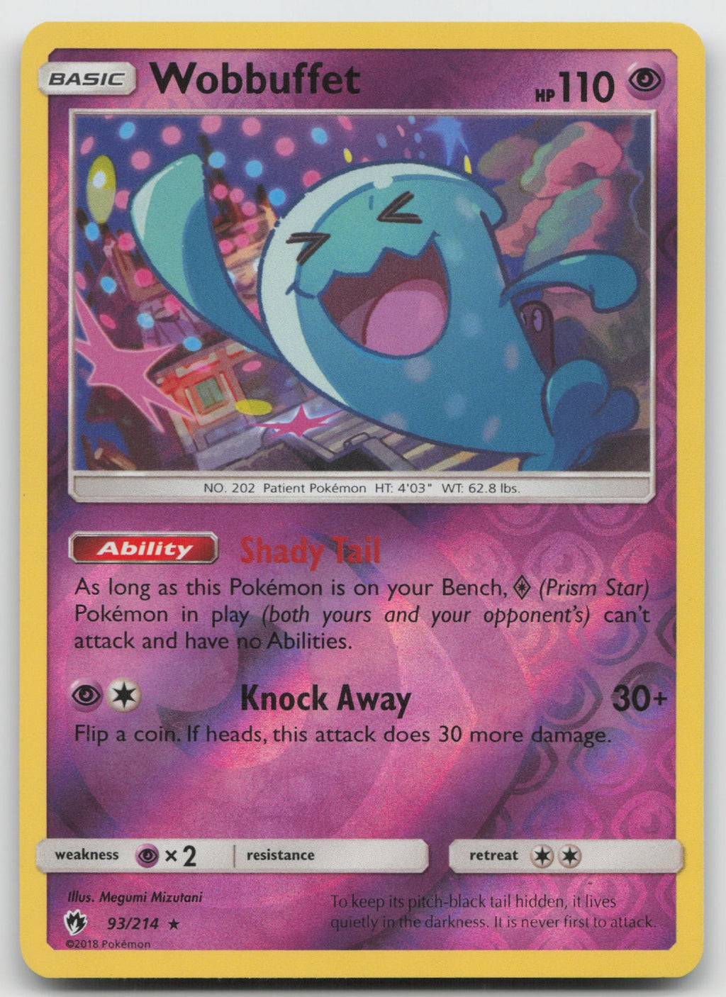 Wobbuffet Reverse Holo Rare SM - Lost Thunder 93/214 NM