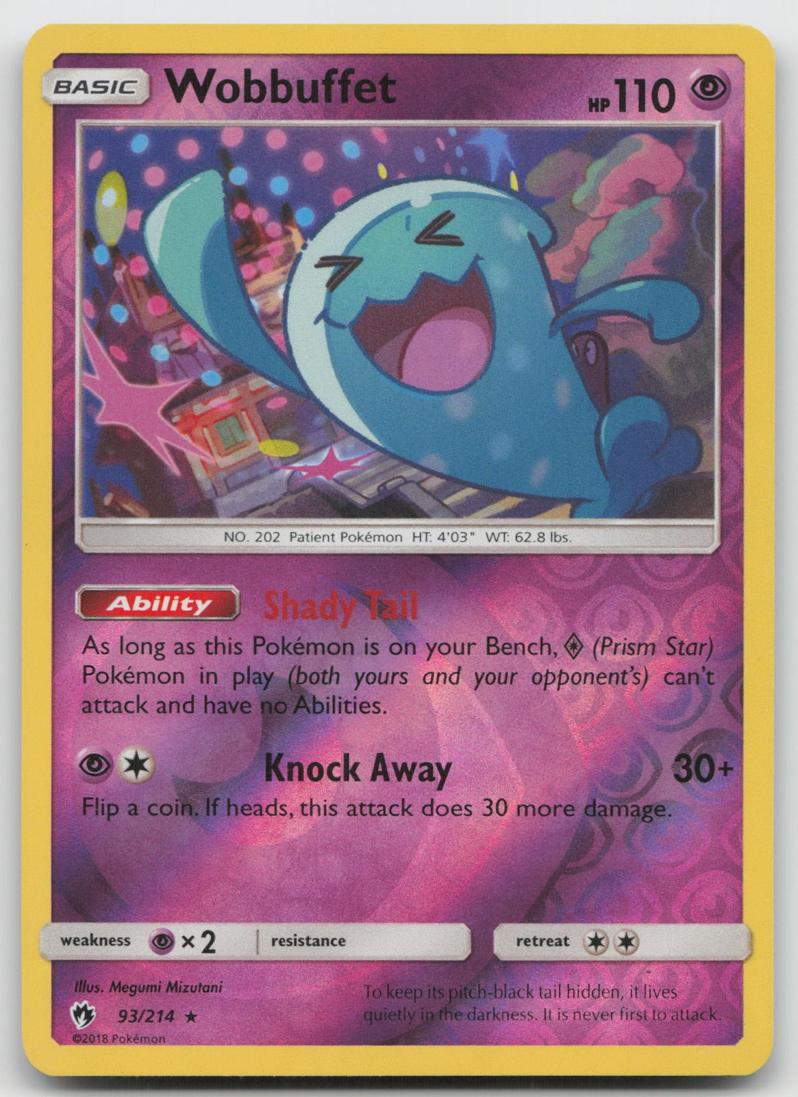 Wobbuffet Reverse Holo Rare SM - Lost Thunder 93/214 NM