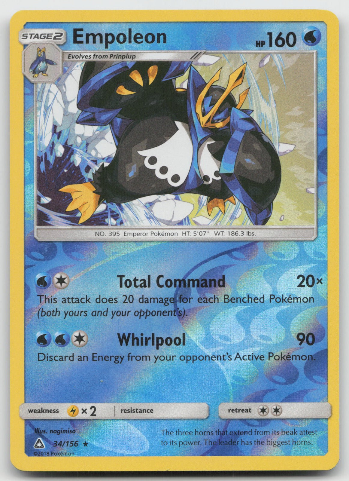 Empoleon Reverse Holo Rare SM - Ultra Prism 34/156 NM