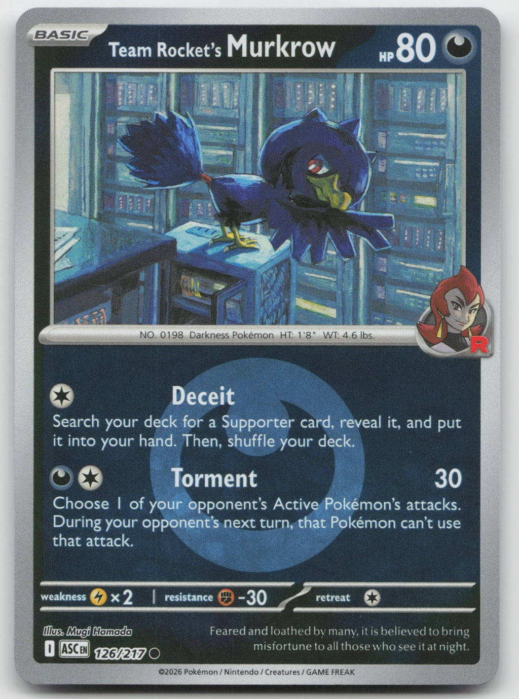 Team Rocket's Murkrow Common Reverse Holo ME: Ascended Heroes 126/217 NM