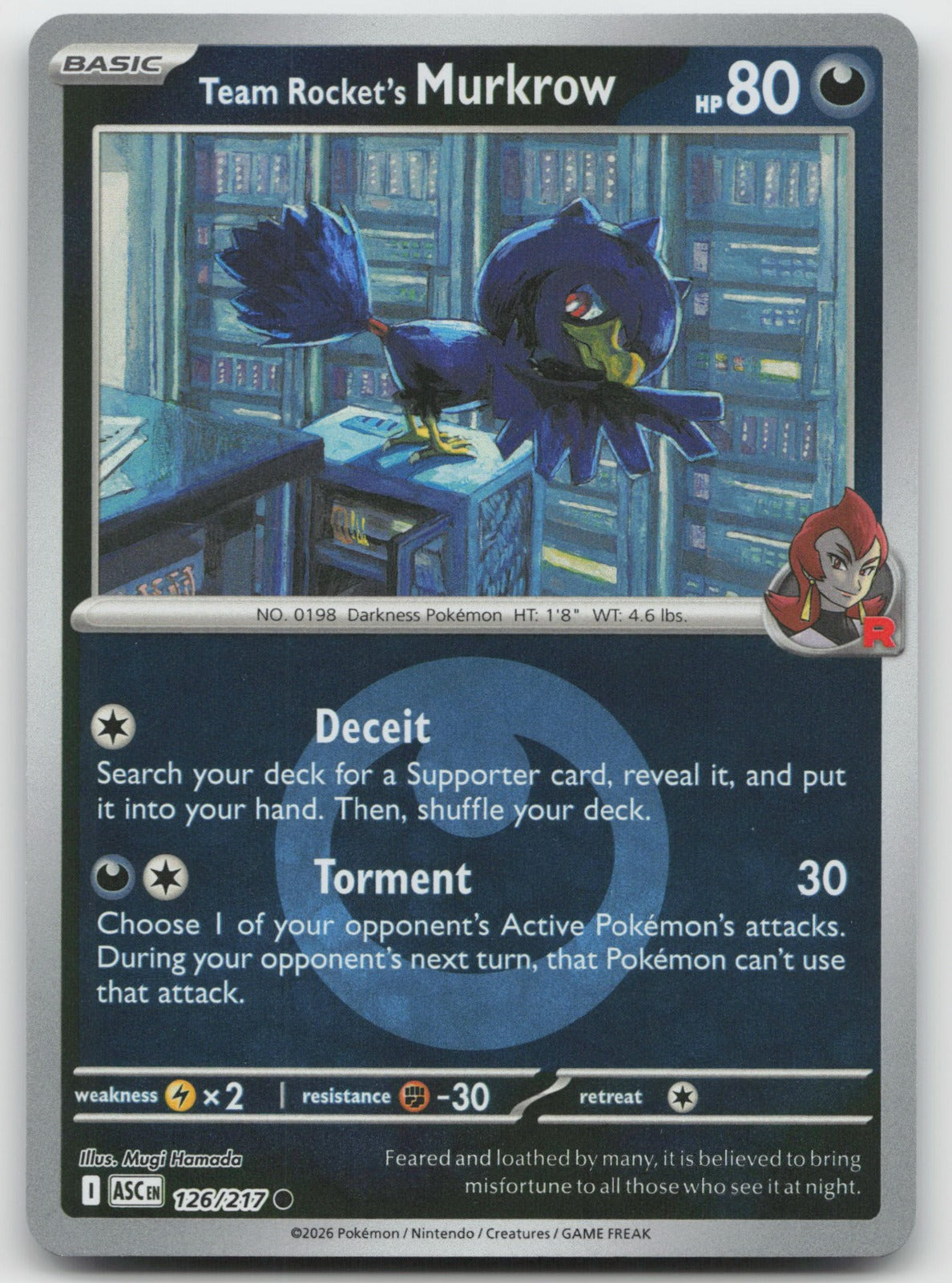 Team Rocket's Murkrow Common Reverse Holo ME: Ascended Heroes 126/217 NM