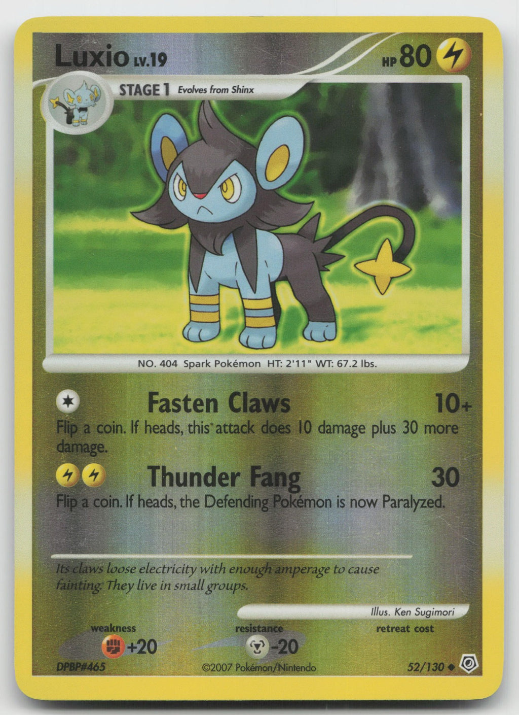 Luxio Uncommon Reverse Holo Diamond and Pearl 52/130 LP