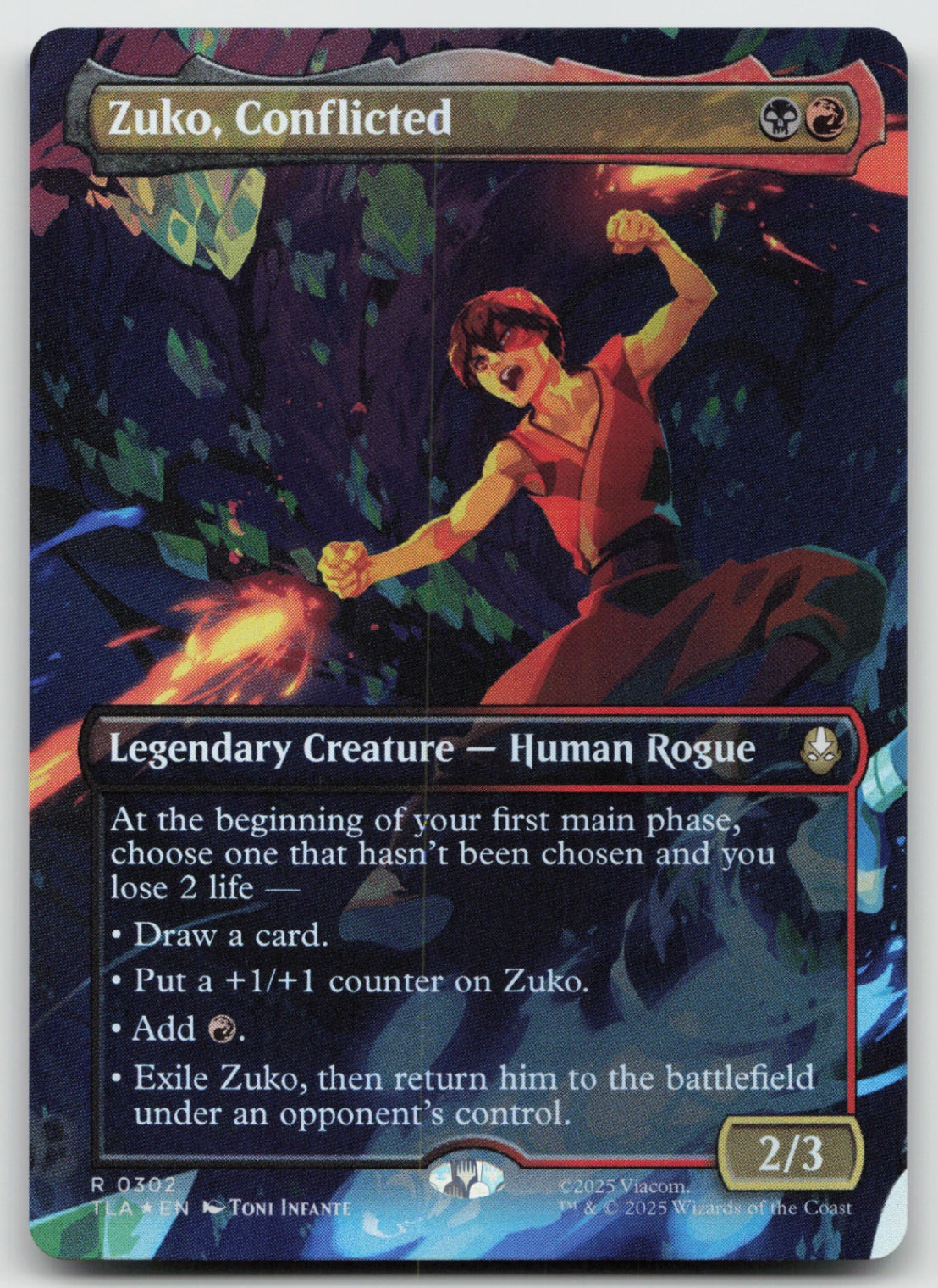 Zuko, Conflicted (Borderless) R Foil Avatar: The Last Airbender 302 NM