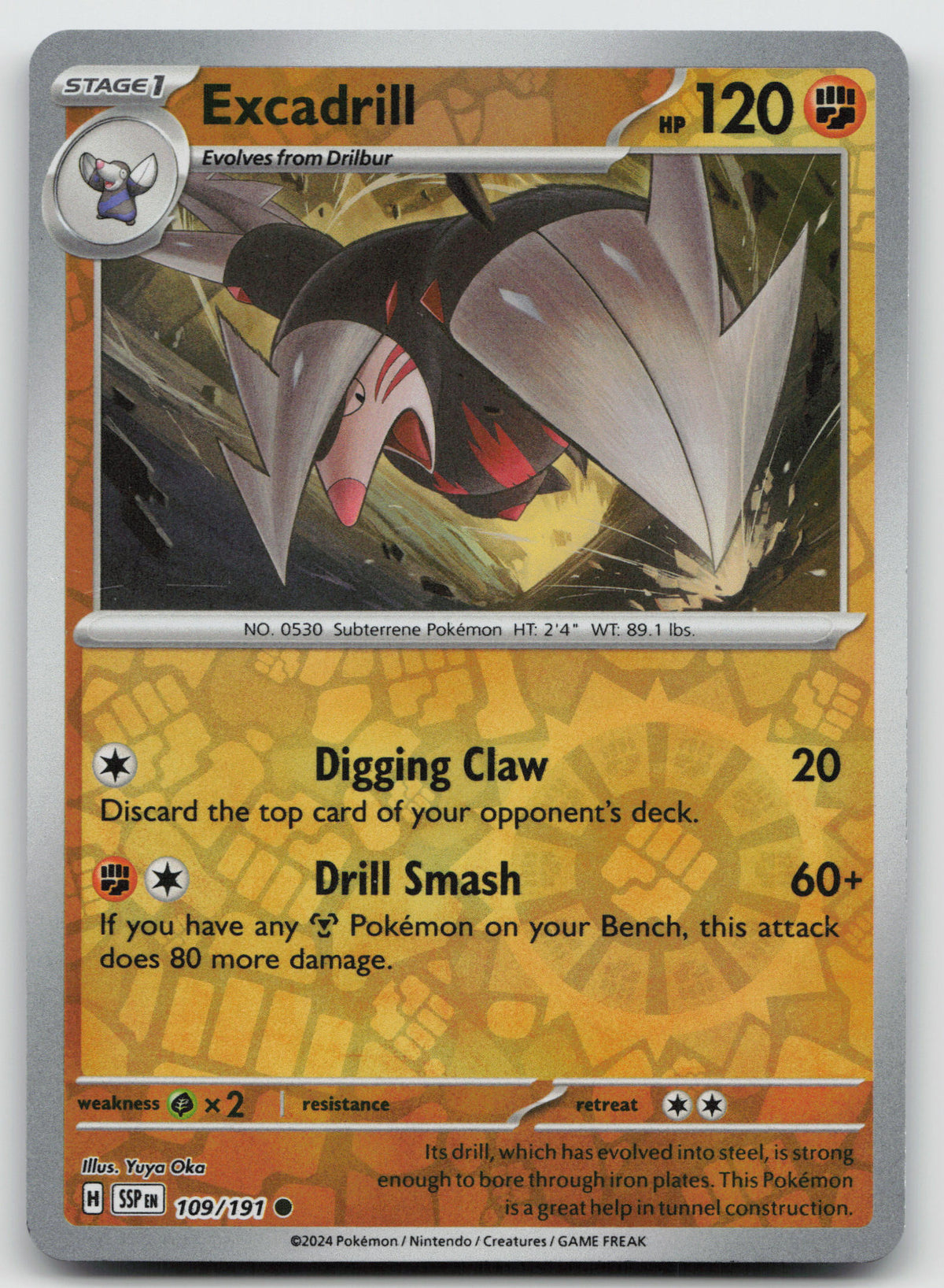 Excadrill Common Reverse Holo SV08: Surging Sparks 109/191 NM