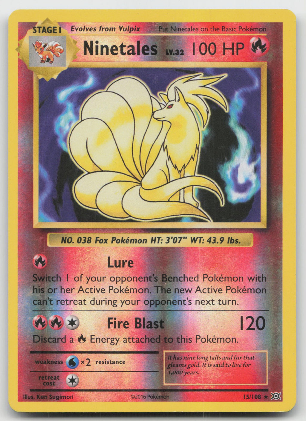 Ninetales Reverse Holo Holo Rare XY - Evolutions 15/108 VLP