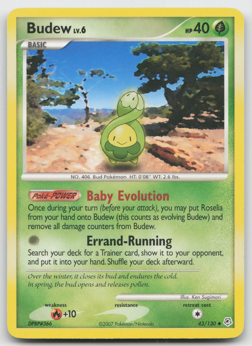 Budew Uncommon Diamond and Pearl 43/130 LP/Back Ink Error