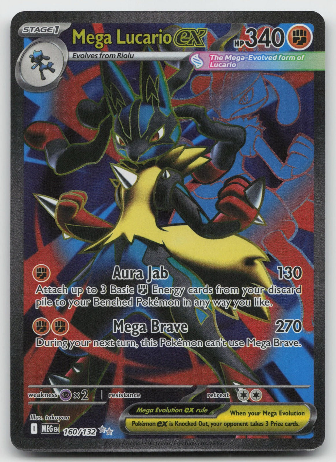 Mega Lucario ex Holo Ultra Rare ME01: Mega Evolution 160/132 NM