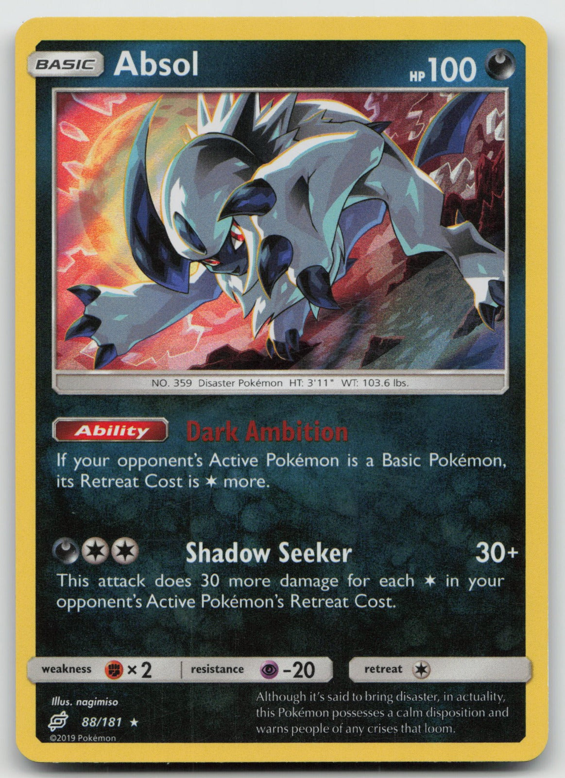Absol Holo Rare SM - Team Up 88/181 NM