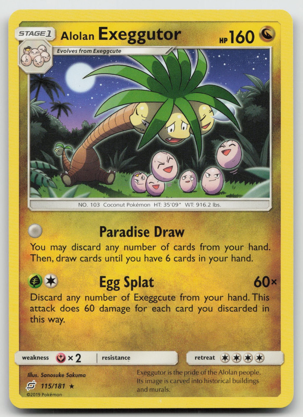 Alolan Exeggutor Rare SM - Team Up 115/181 LP