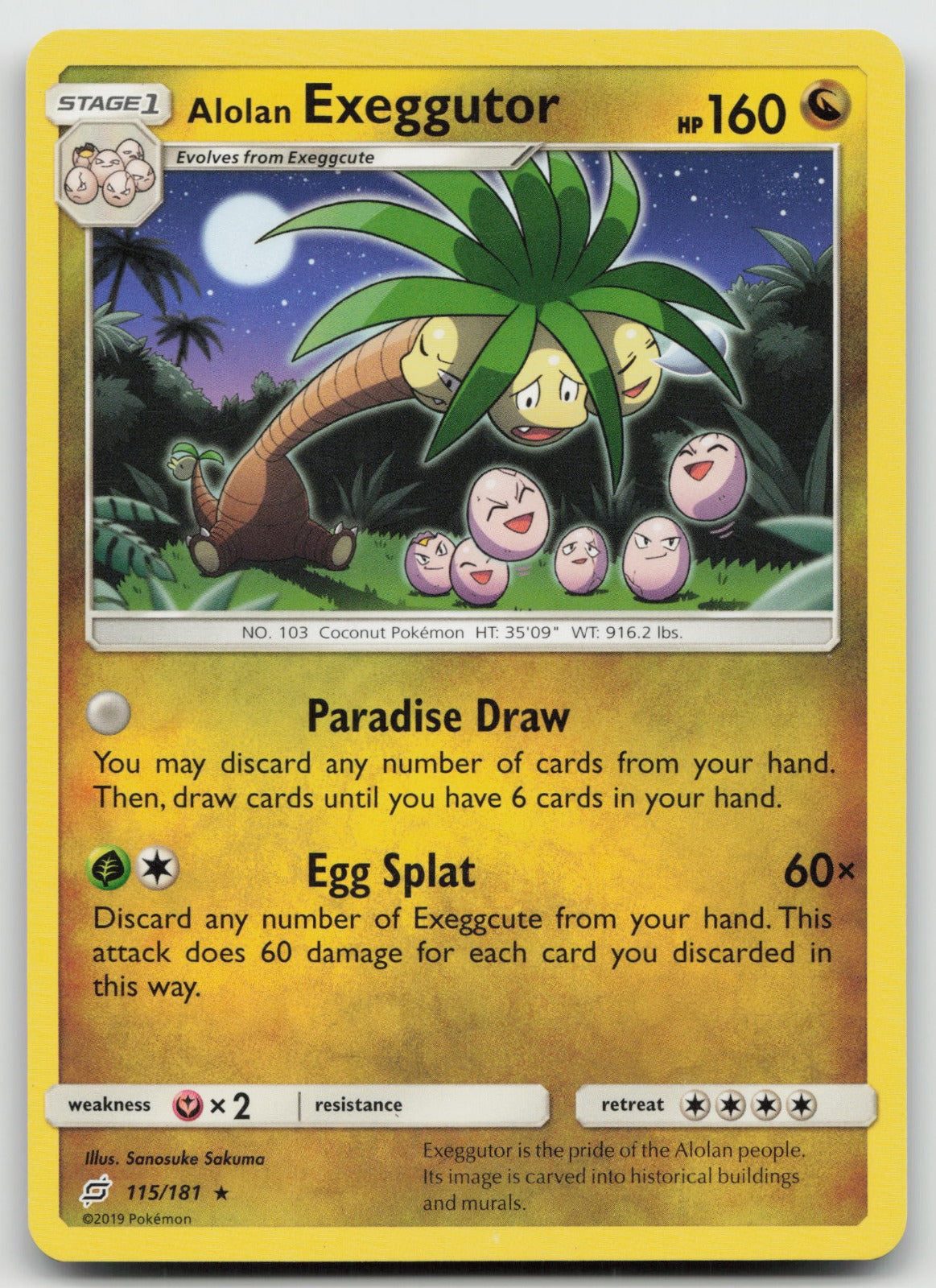 Alolan Exeggutor Rare SM - Team Up 115/181 LP