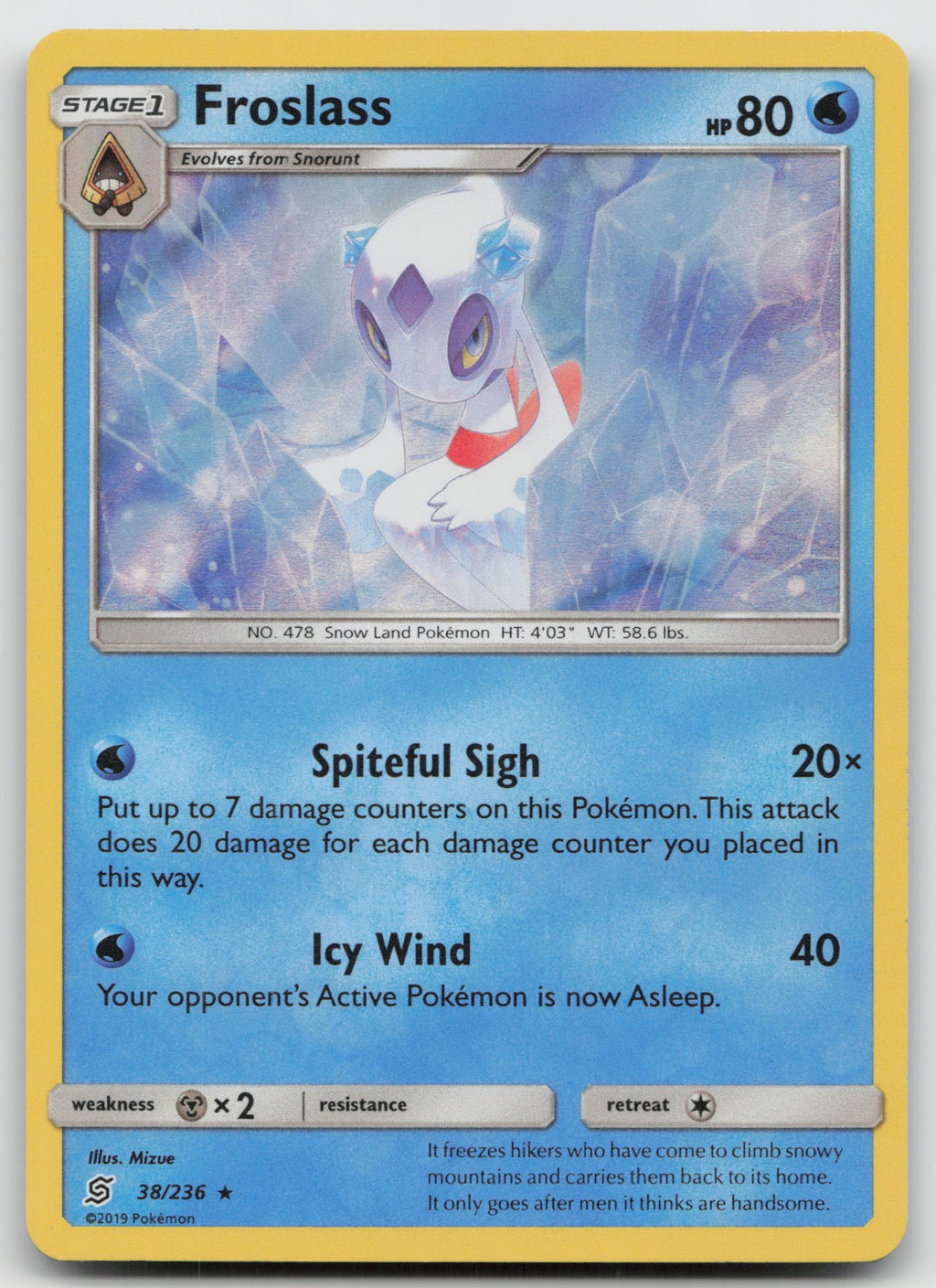 Froslass Reverse Holo Rare SM - Unified Minds 38/236 NM