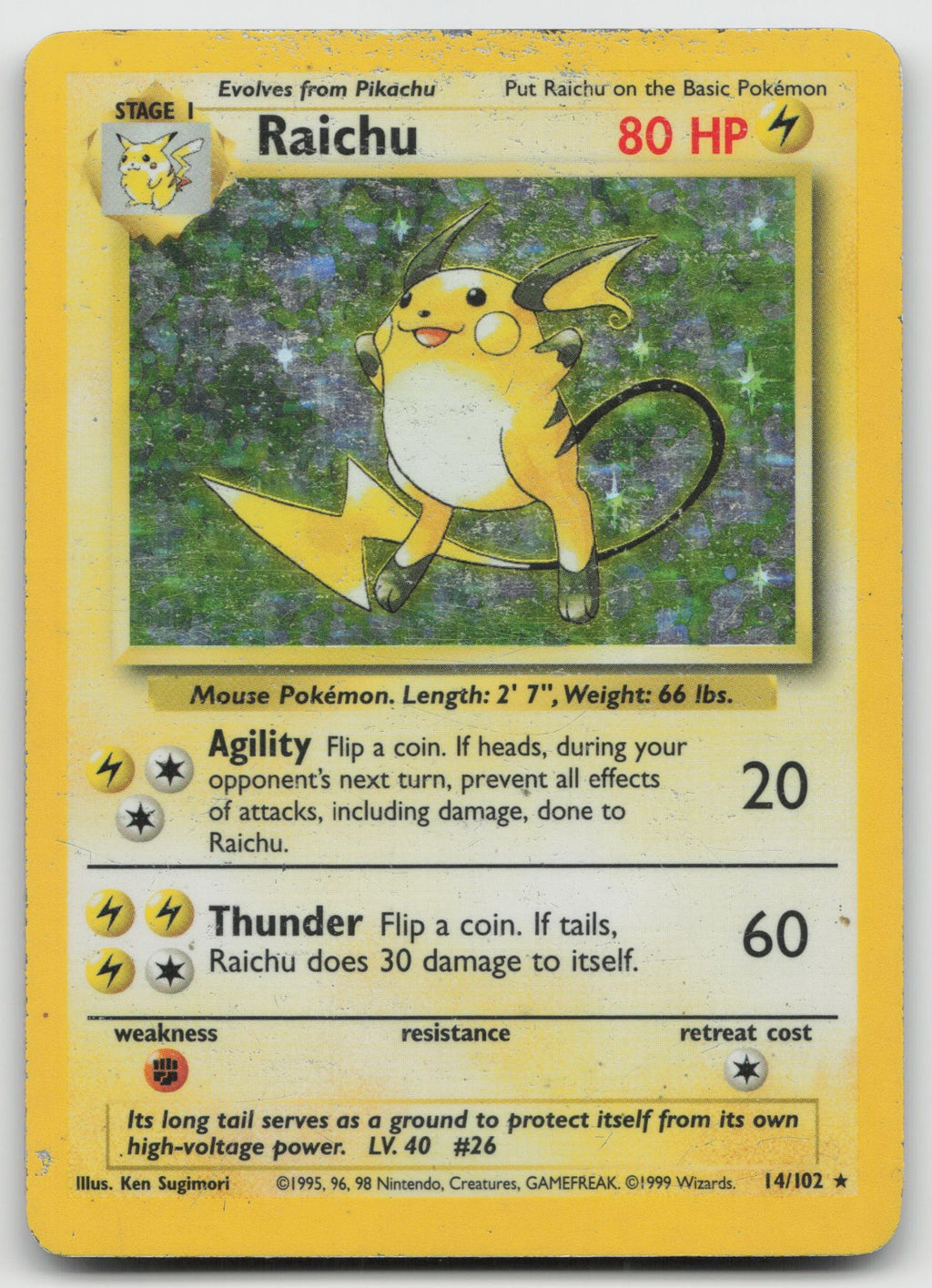 Raichu Holo Rare Base Set 14/102 HP