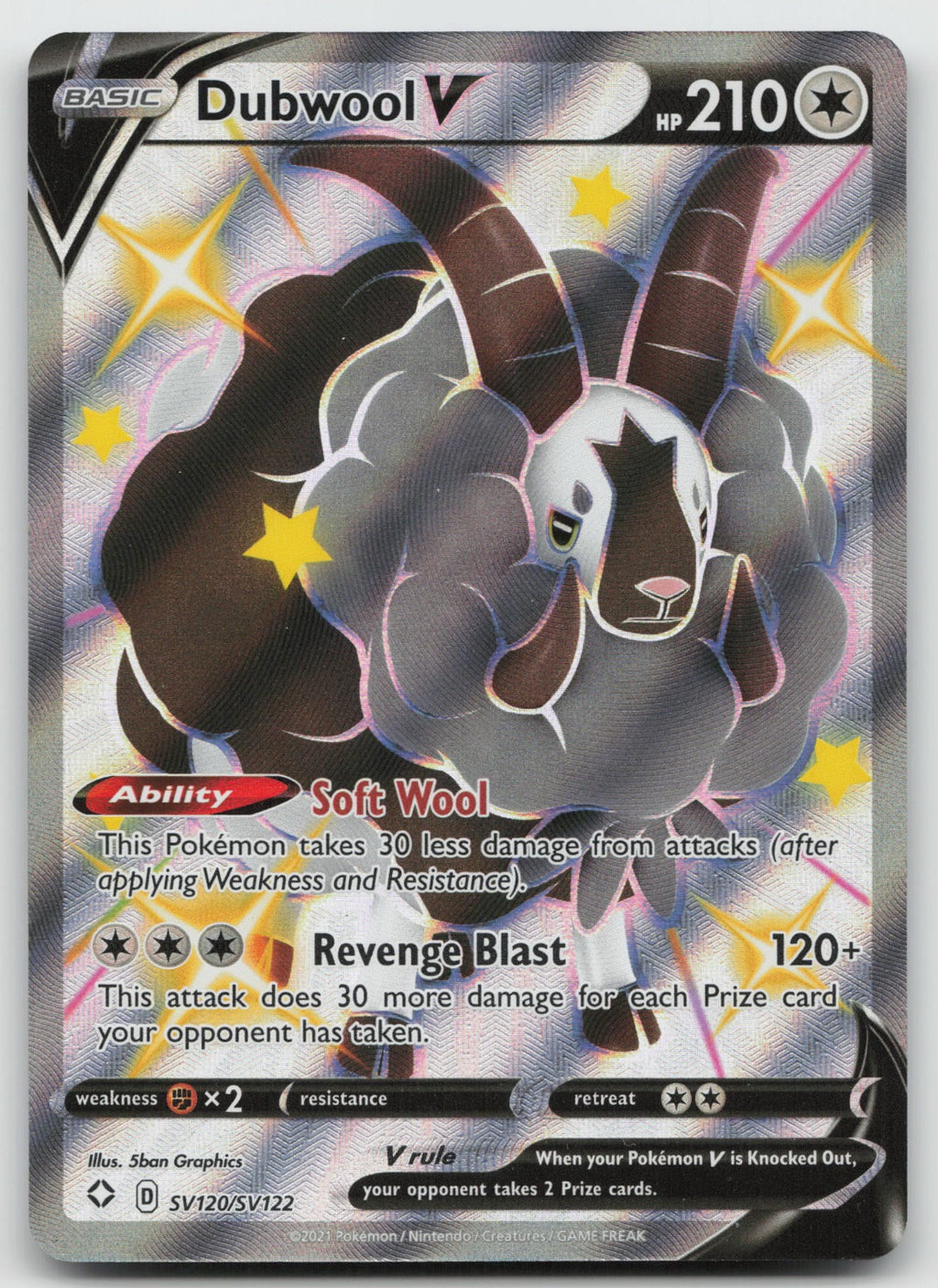 Dubwool V Shiny Holo Rare Holo Shining Fates: Shiny Vault SV120/SV122 NM