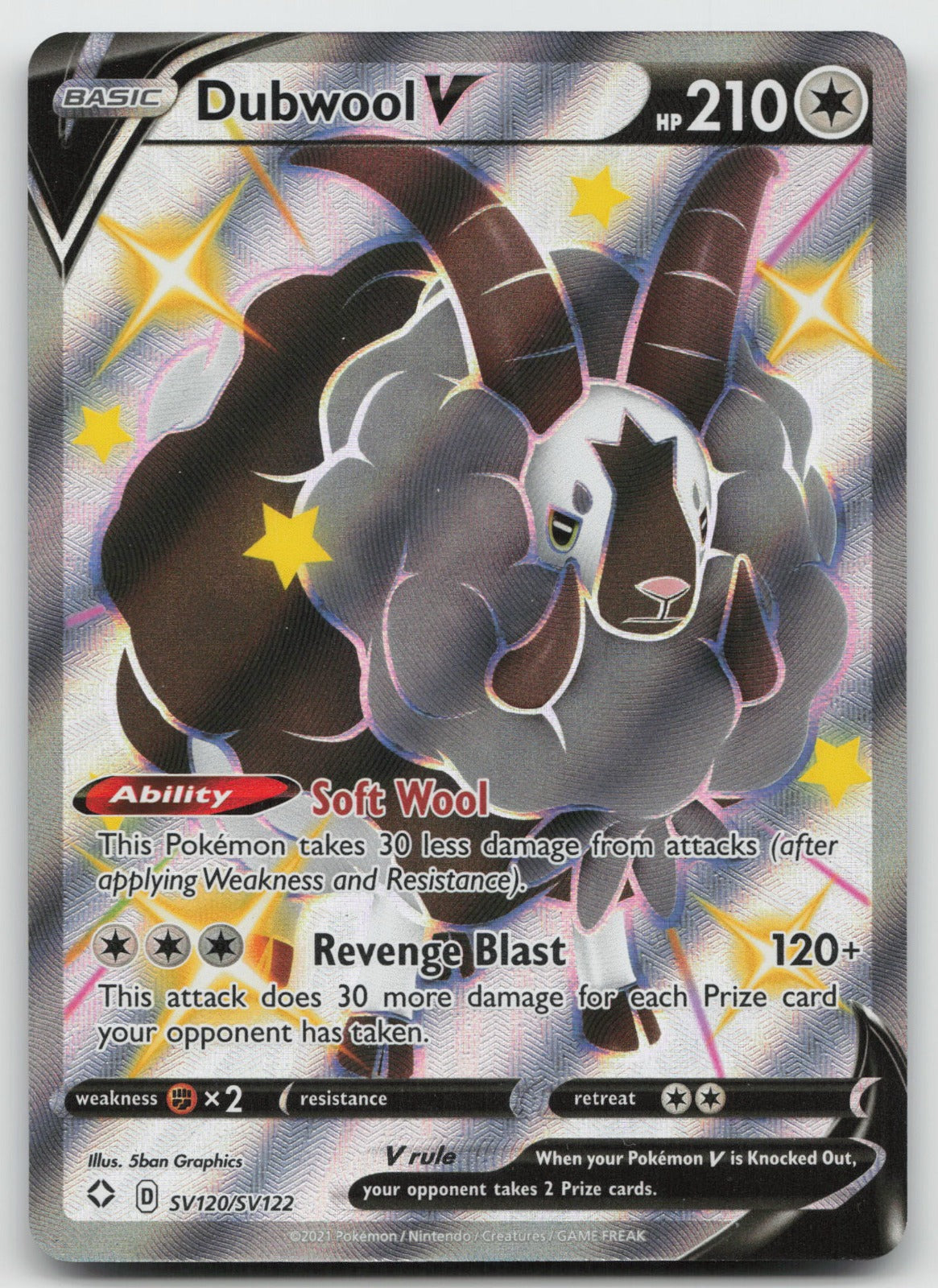 Dubwool V Shiny Holo Rare Holo Shining Fates: Shiny Vault SV120/SV122 NM