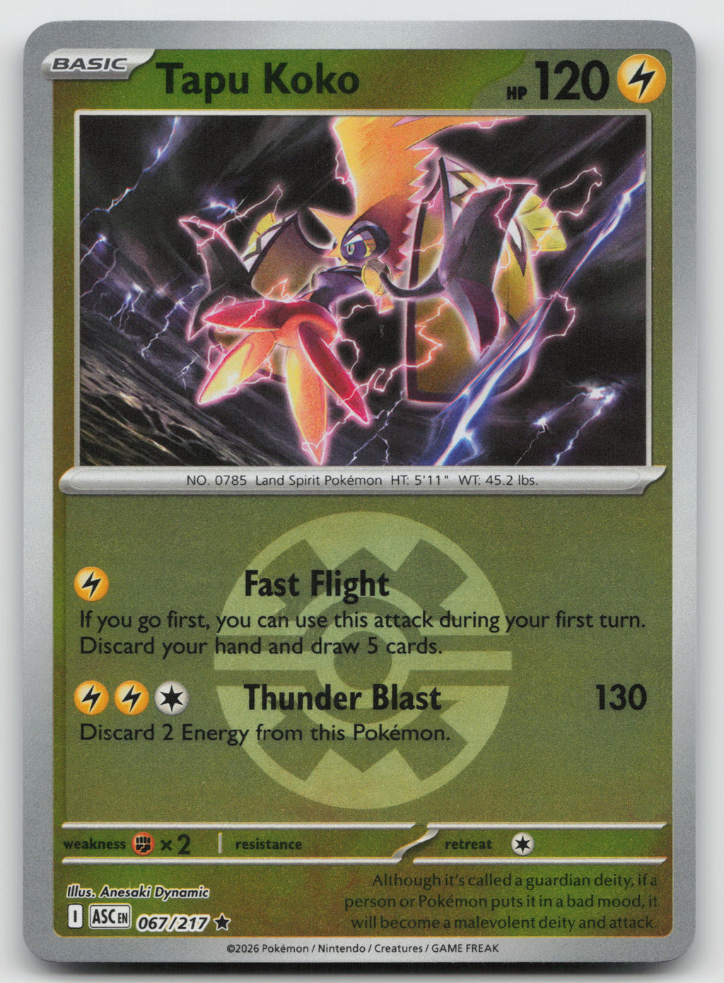 Tapu Koko Rare Quick Ball Reverse Holo ME: Ascended Heroes 067/217 NM
