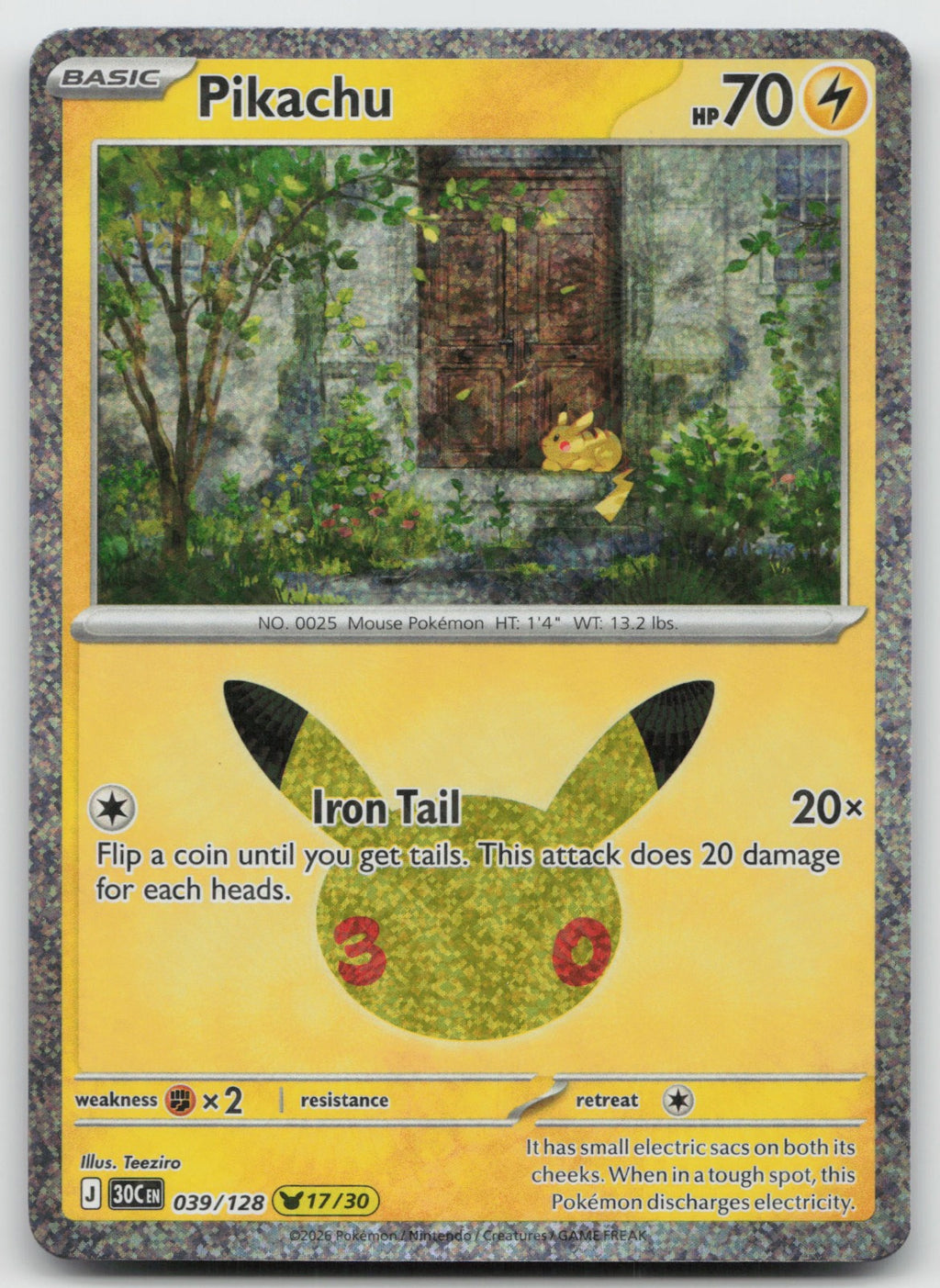 Pikachu Holo Pikachu Rare ME: 30th Celebration 039/128 NM