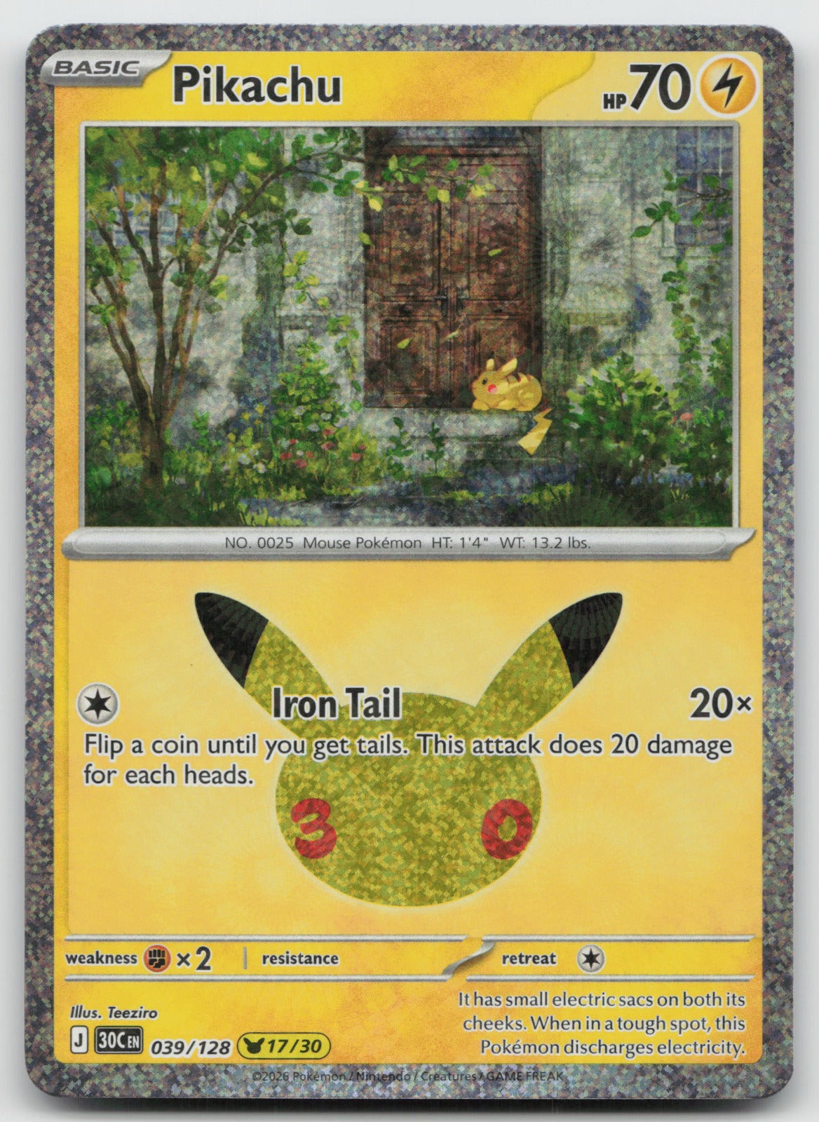 Pikachu Holo Pikachu Rare ME: 30th Celebration 039/128 NM