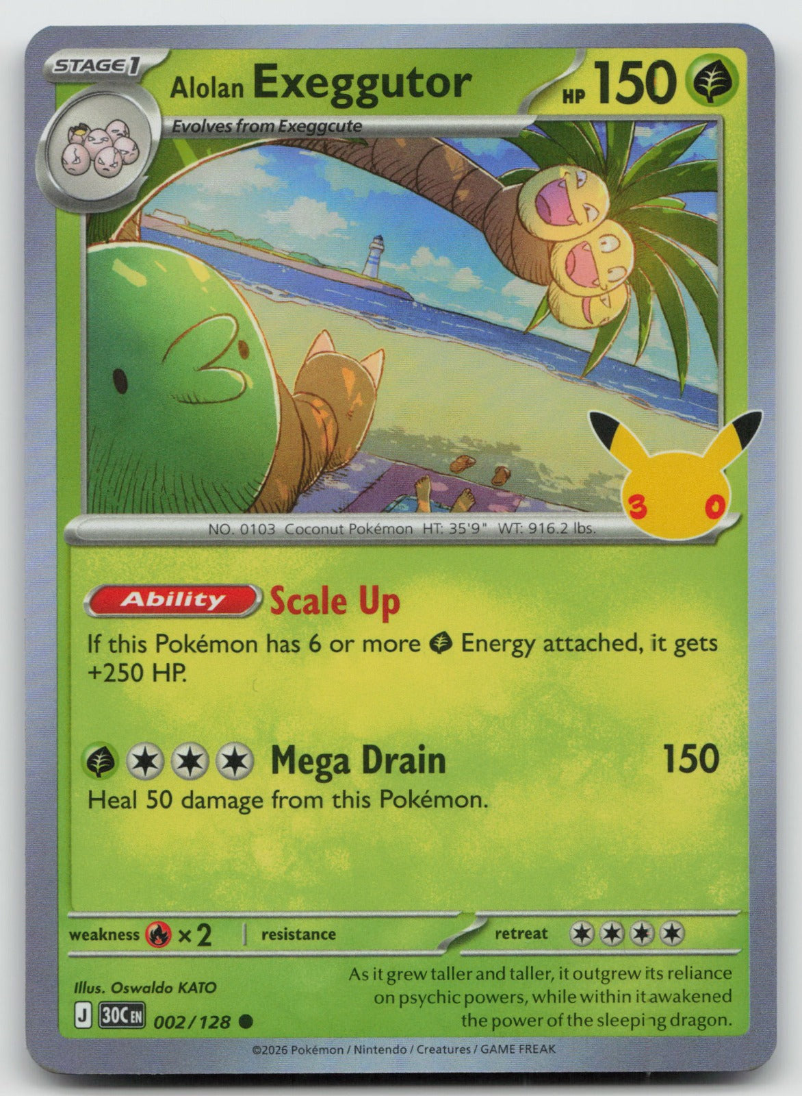 Alolan Exeggutor Holo Common ME: 30th Celebration 002/128 NM