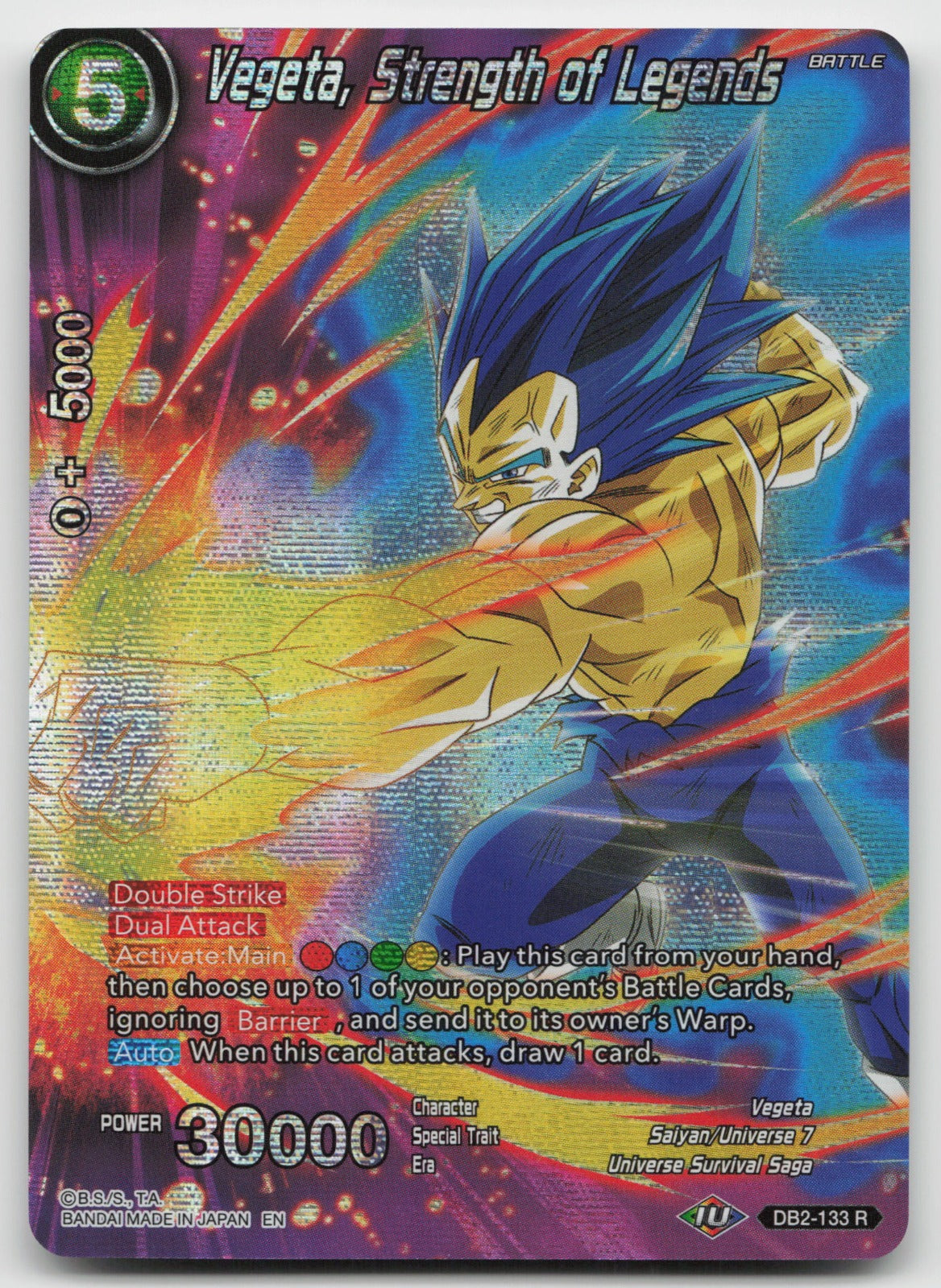 Vegeta, Strength of Legends Rare Foil Theme: History of Vegeta DB2-133 NM