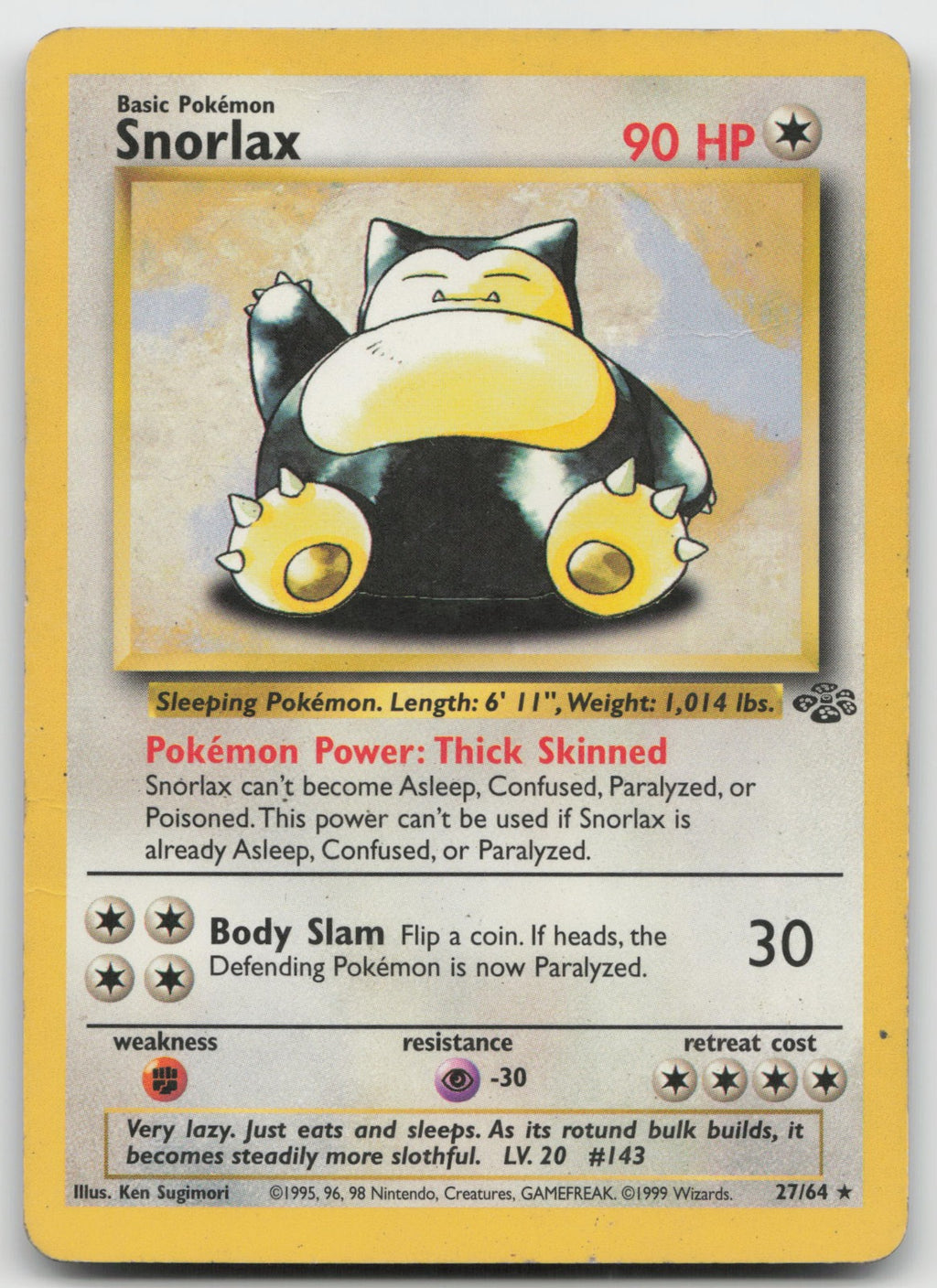 Snorlax Unlimited Rare Jungle 27/64 HP