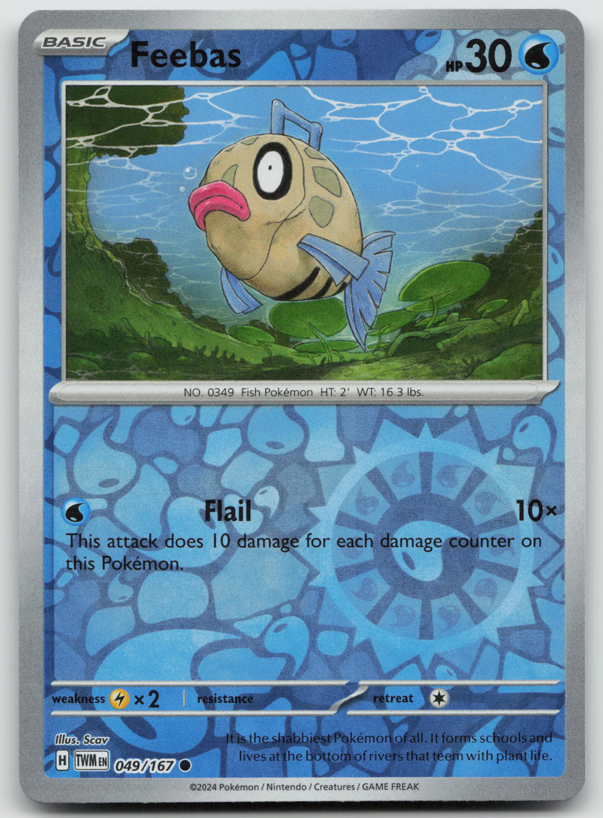 Feebas Common Reverse Holo SV06: Twilight Masquerade 049/167 NM