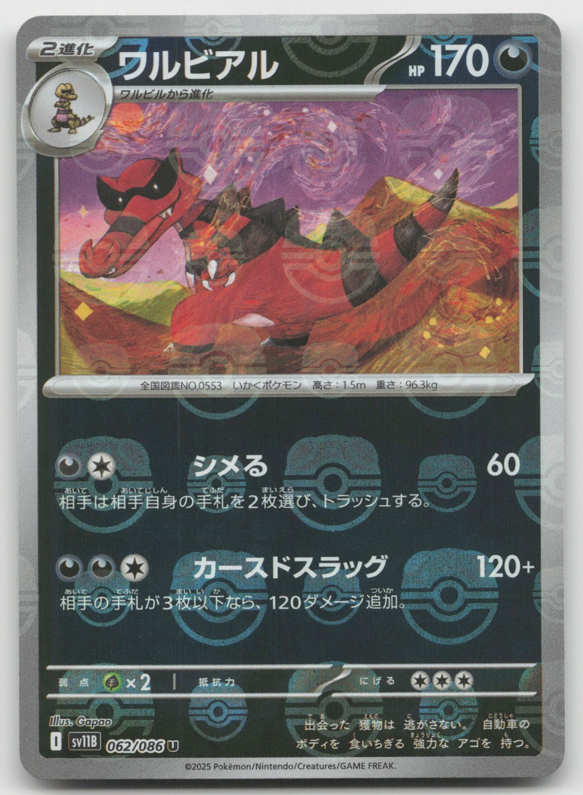 Krookodile - (Master Ball Pattern) Uncommon Holo SV11B: Black Bolt 062/086 NM