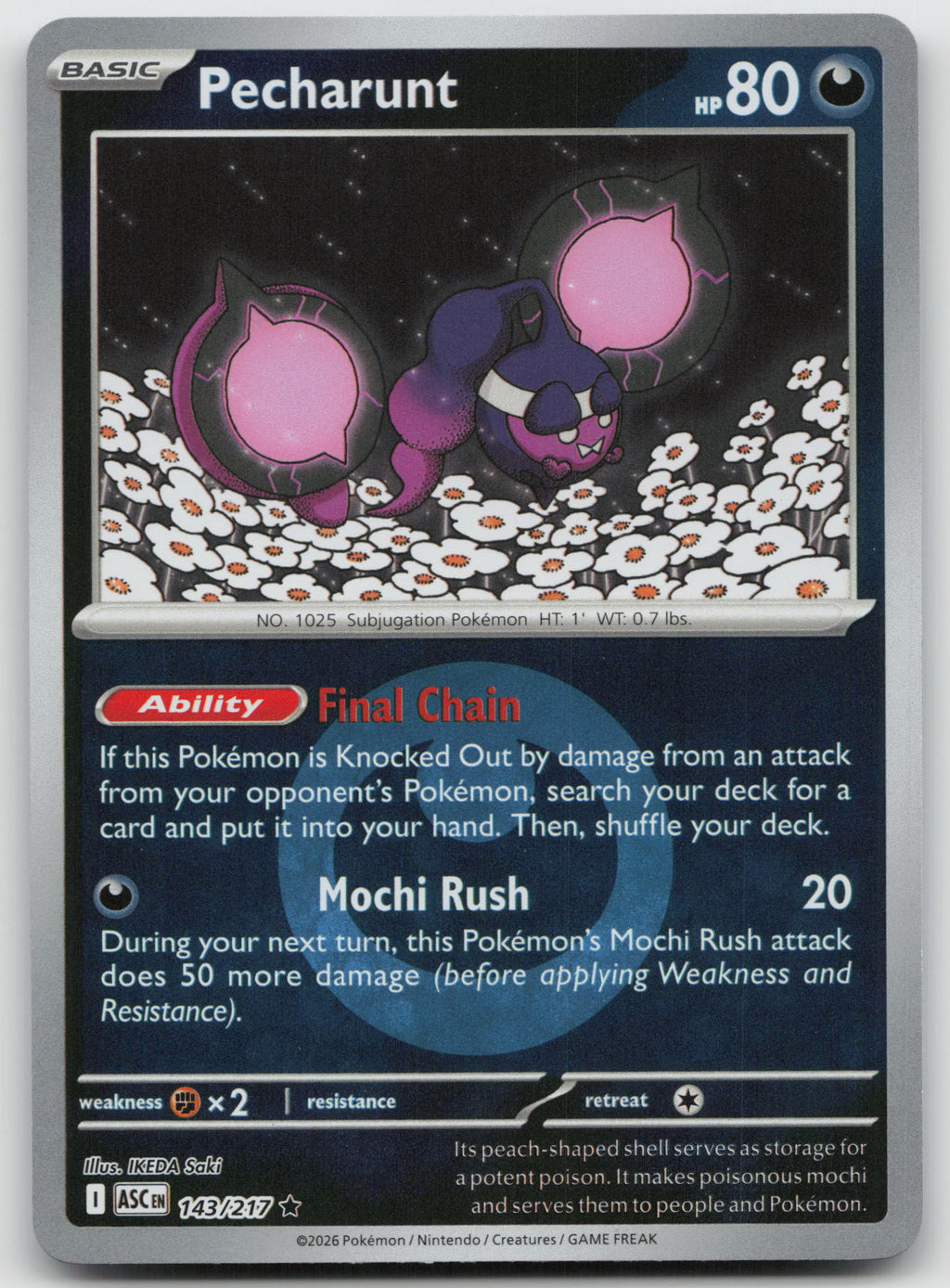 Pecharunt Darkness Energy Reverse Holofoil ME: Ascended Heroes 143/217 NM
