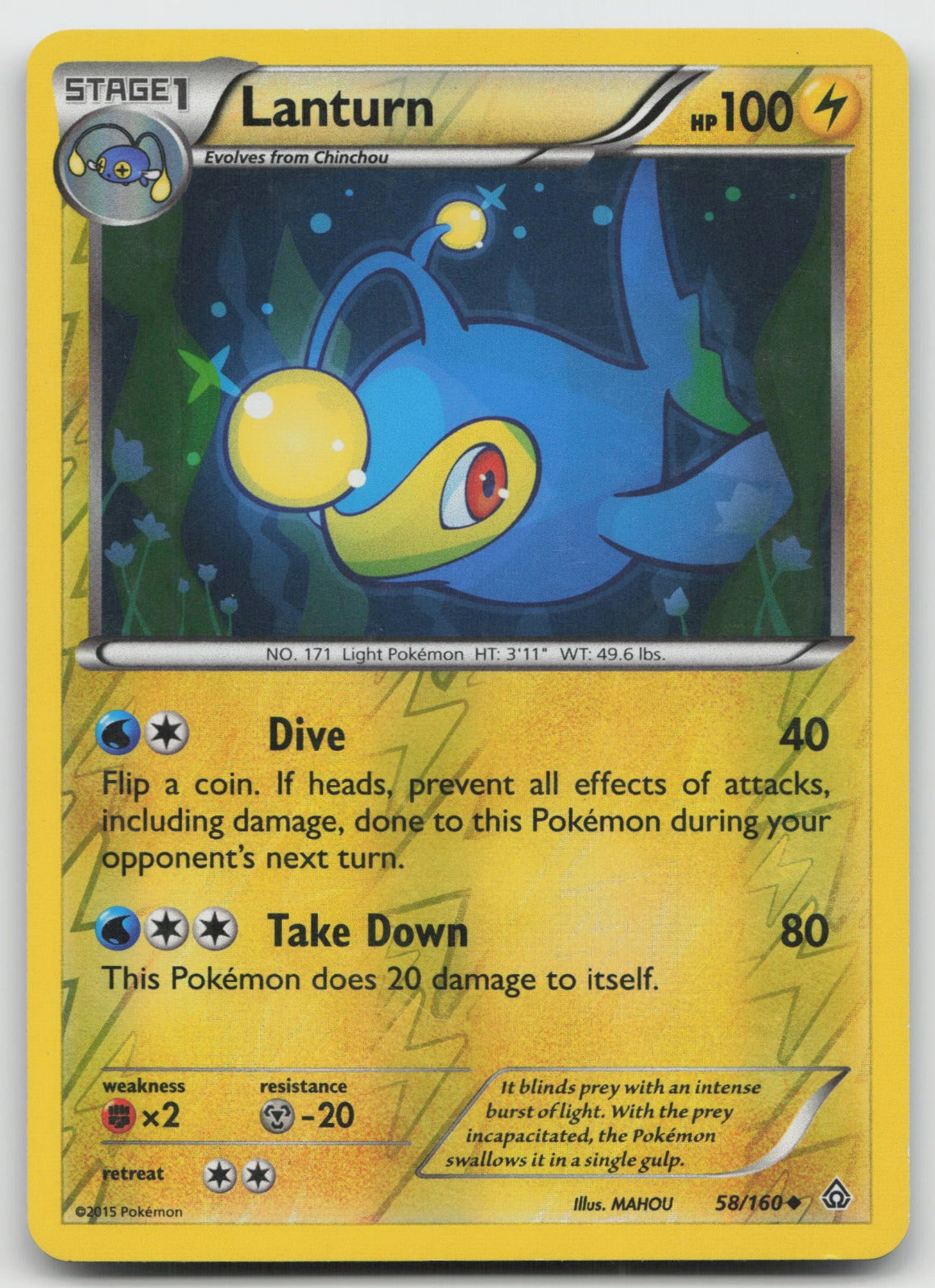 Lanturn Uncommon Reverse Holo XY - Primal Clash 58/160 LP