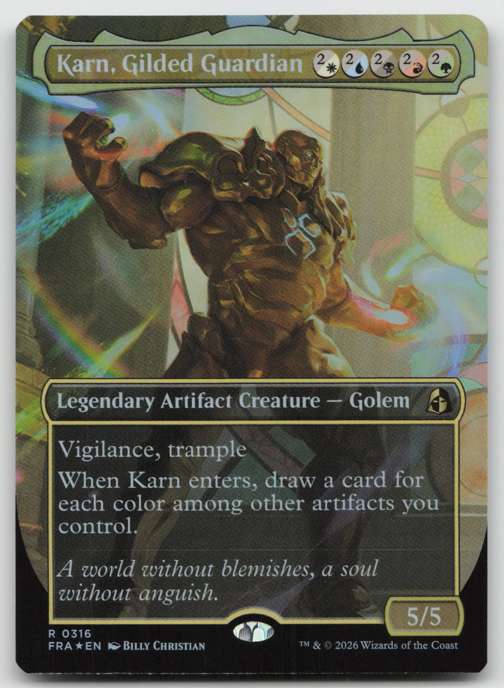 Karn, Gilded Guardian (Borderless) R Foil Reality Fracture 316 NM