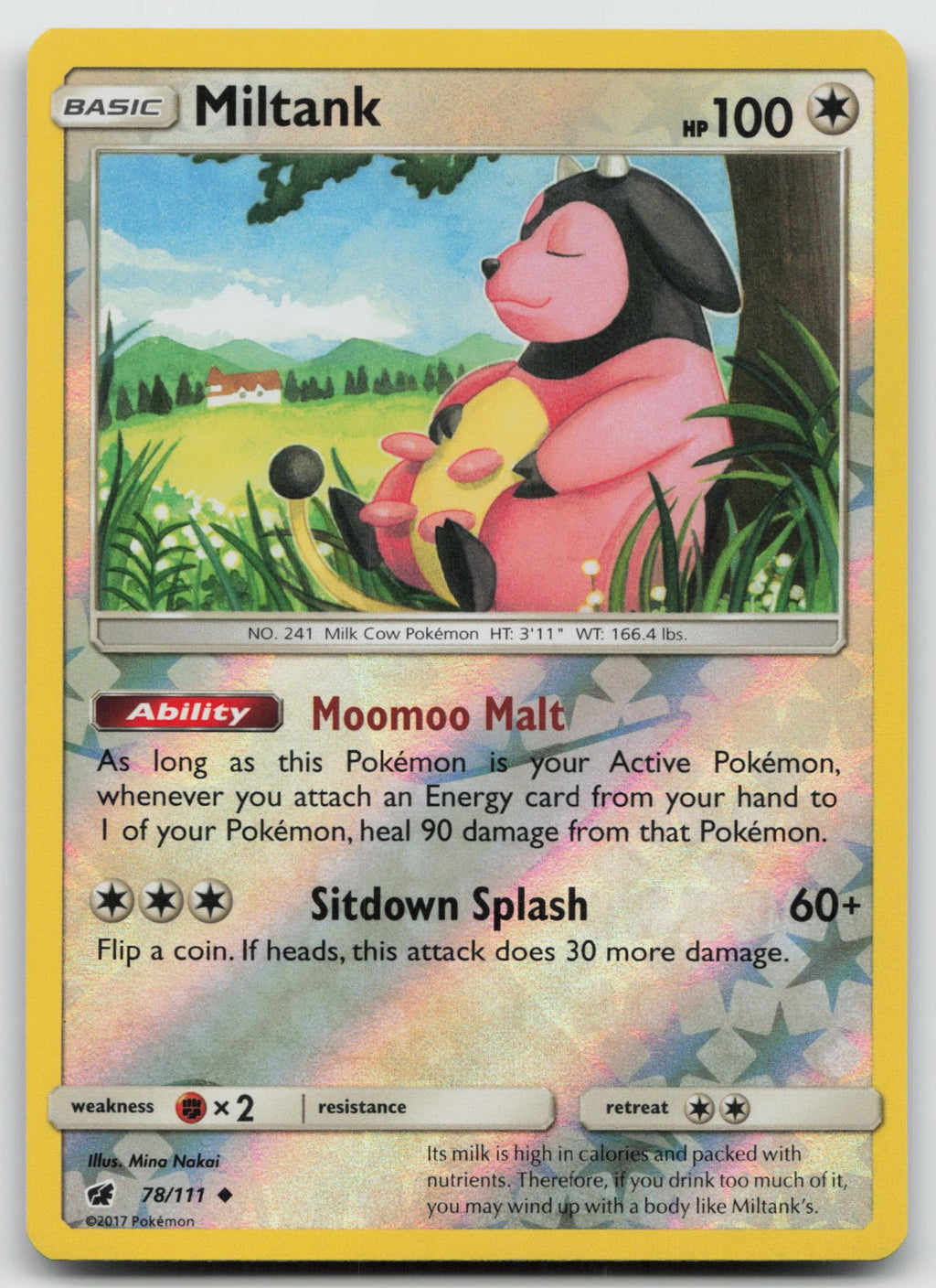 Miltank Reverse Holo Uncommon SM - Crimson Invasion 78/111 NM/VLP