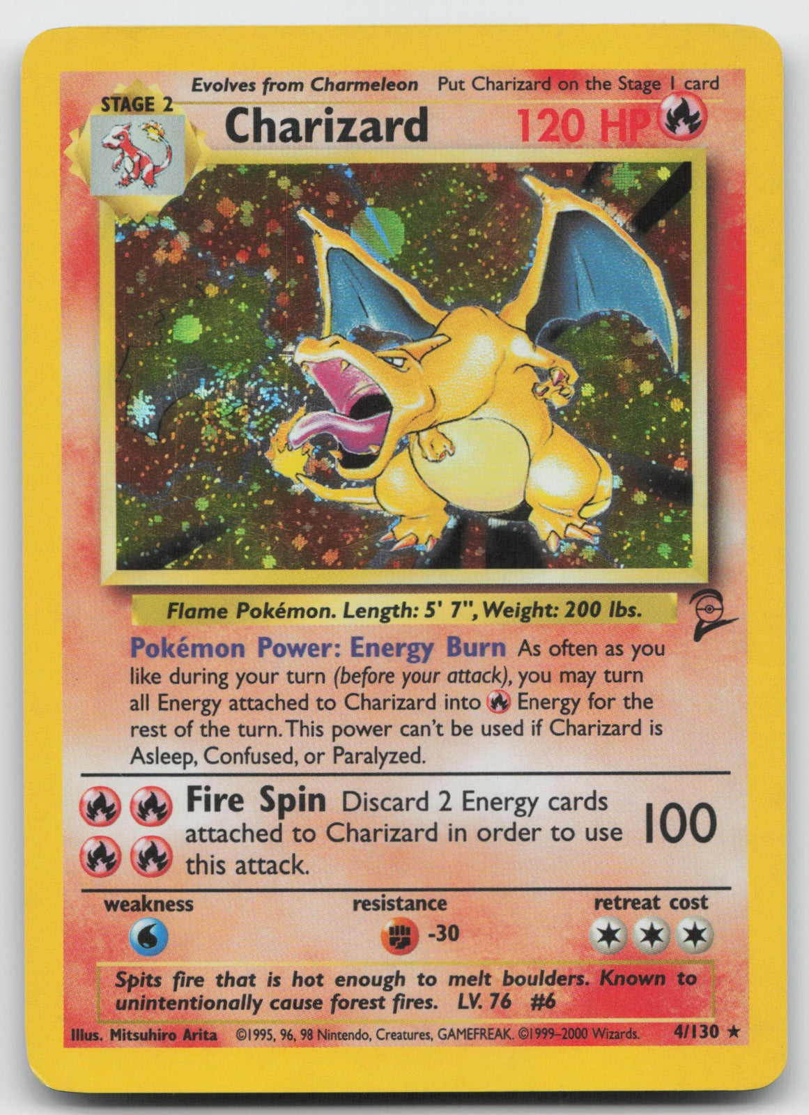 Charizard Holo Rare Base Set 2 4/130 DMG/Mouth Swirl